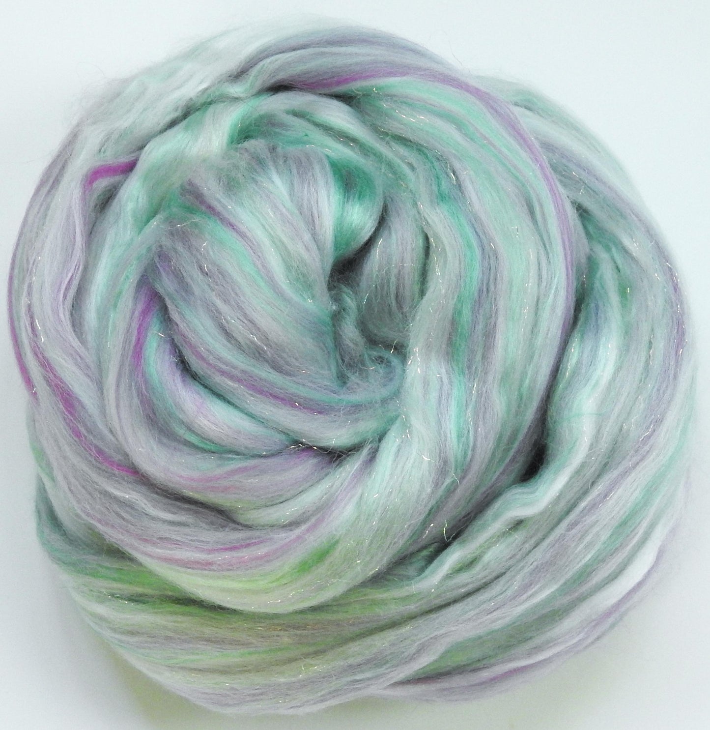 Paua Shell- Custom Blended Top- Merino/ Pearl Fiber/ Mulberry Silk/ Iridescent Stellina (60/25/10/5)