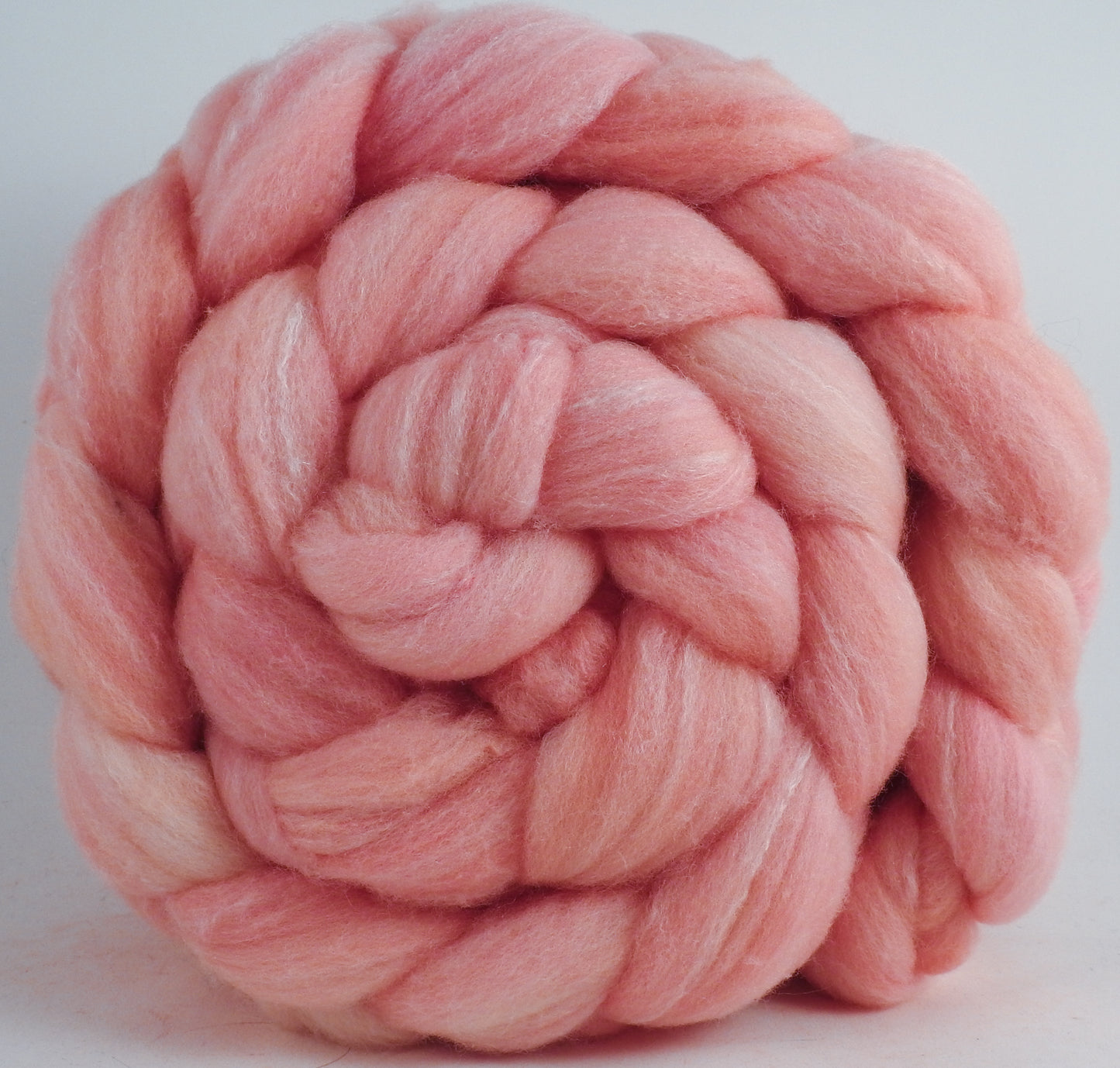 Hand dyed top for spinning - Pink Grapefruit - (5 oz.) Targhee/silk/ bamboo (80/10/10)