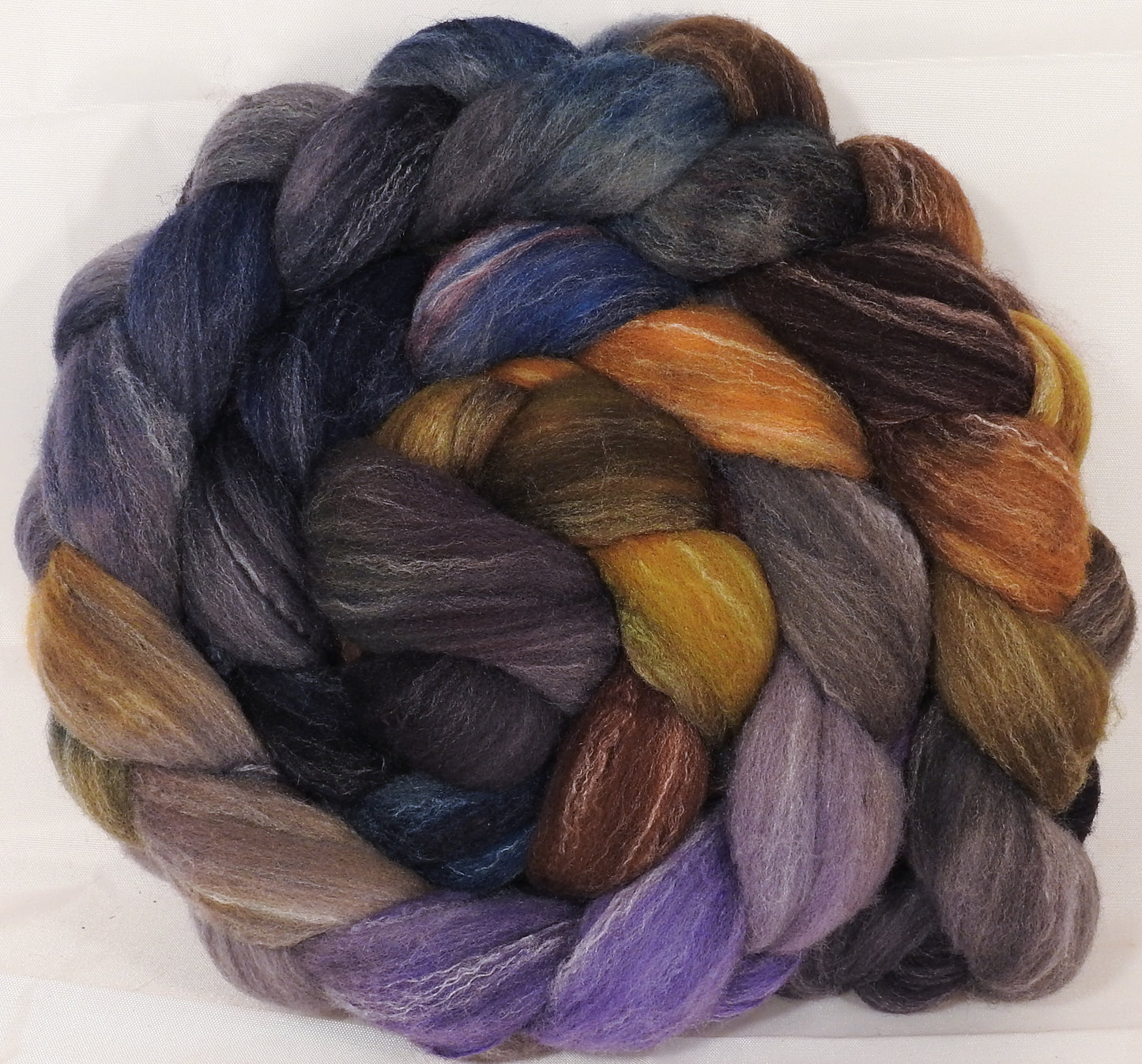 Hand dyed top for spinning -Cast Iron- (5.3 oz.) Targhee/silk/ bamboo ( 80/10/10) - Inglenook Fibers