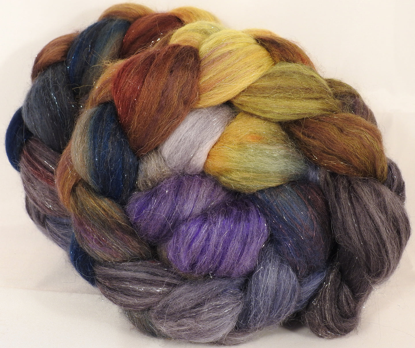 Batt in a Braid #41-Cast Iron-(4.3 oz.)Llama / Merino ( 18 mic.)/ Mulberry silk/ Stellina (40/30/25/5) - Inglenook Fibers