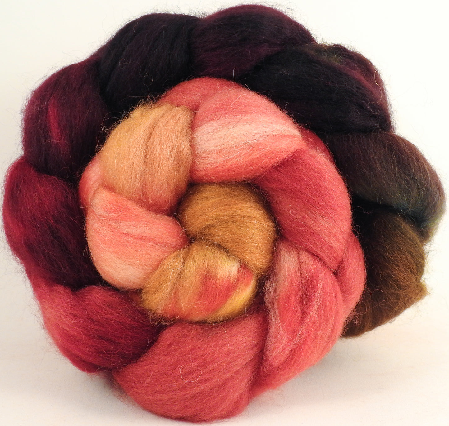 Batt in a Braid #43 - Cherry Medley (5.5 oz.) - Dorset/Cheviot/Kid Mohair (60/20/20)