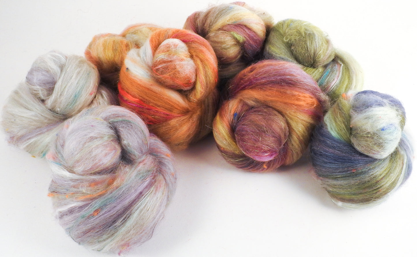 Hermit Crab - Sparkle Sticklebatts (4 oz) - 30% Corriedale fleece; merino, silk, bamboo, FLAX, silk noil, holographic angelina