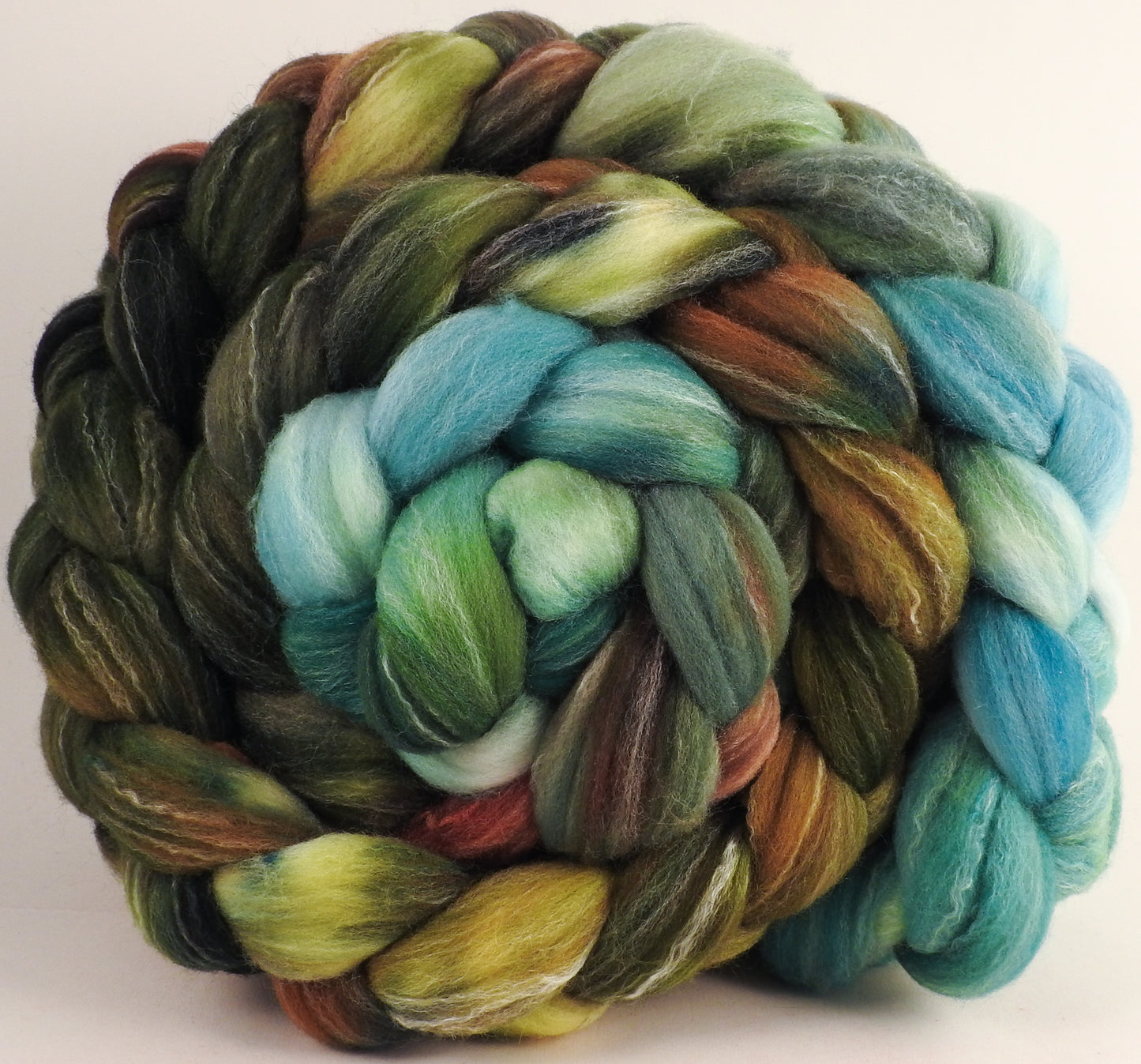 Hand dyed top for spinning -Thyme - (5.7 oz.) Targhee/silk/ bamboo (80/10/10)