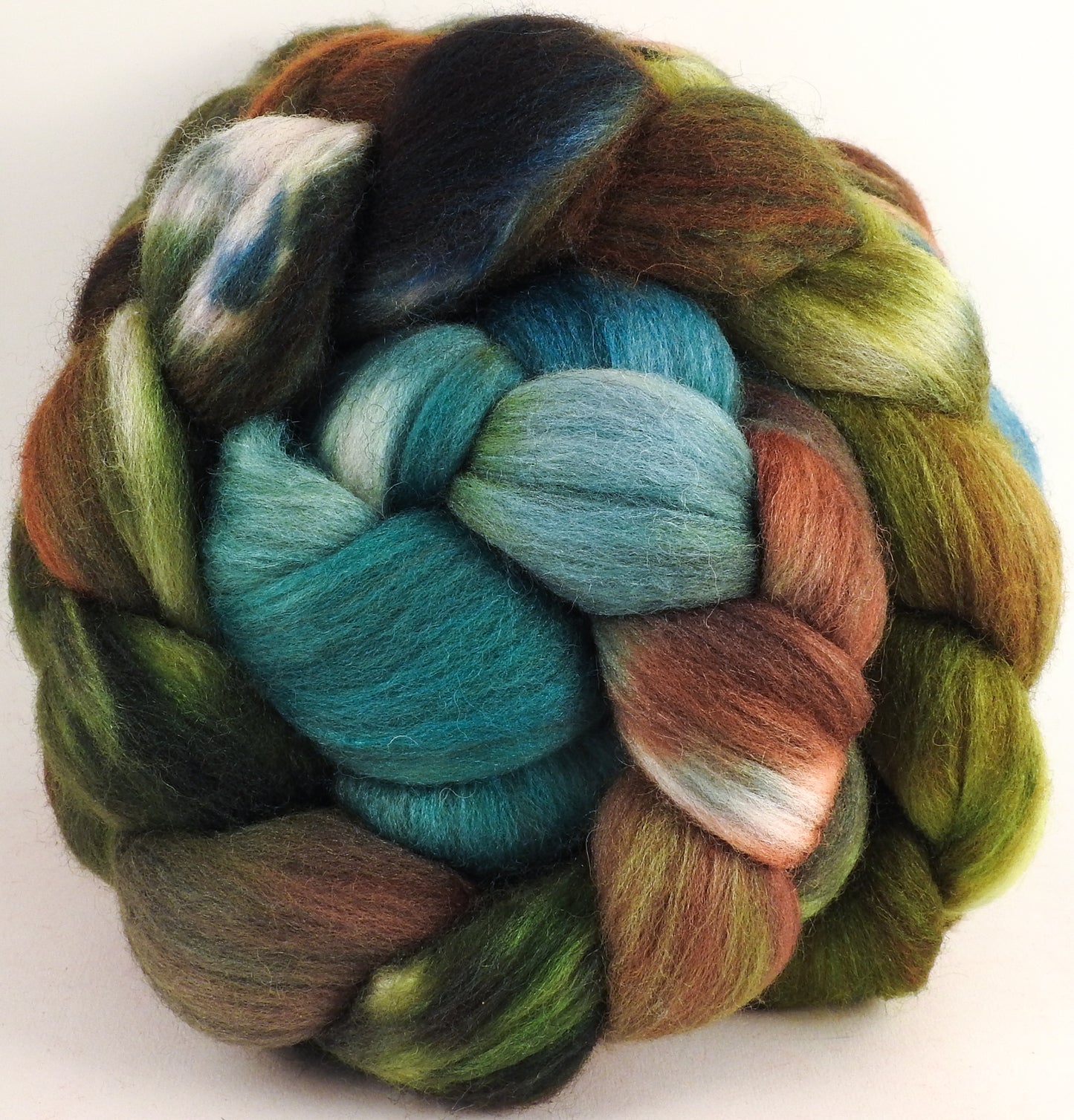 Batt in a Braid #27 -Thyme -( 5.5 oz. ) Lt. Grey Shetland/ Falkland Merino / tussah silk (50/25/25)