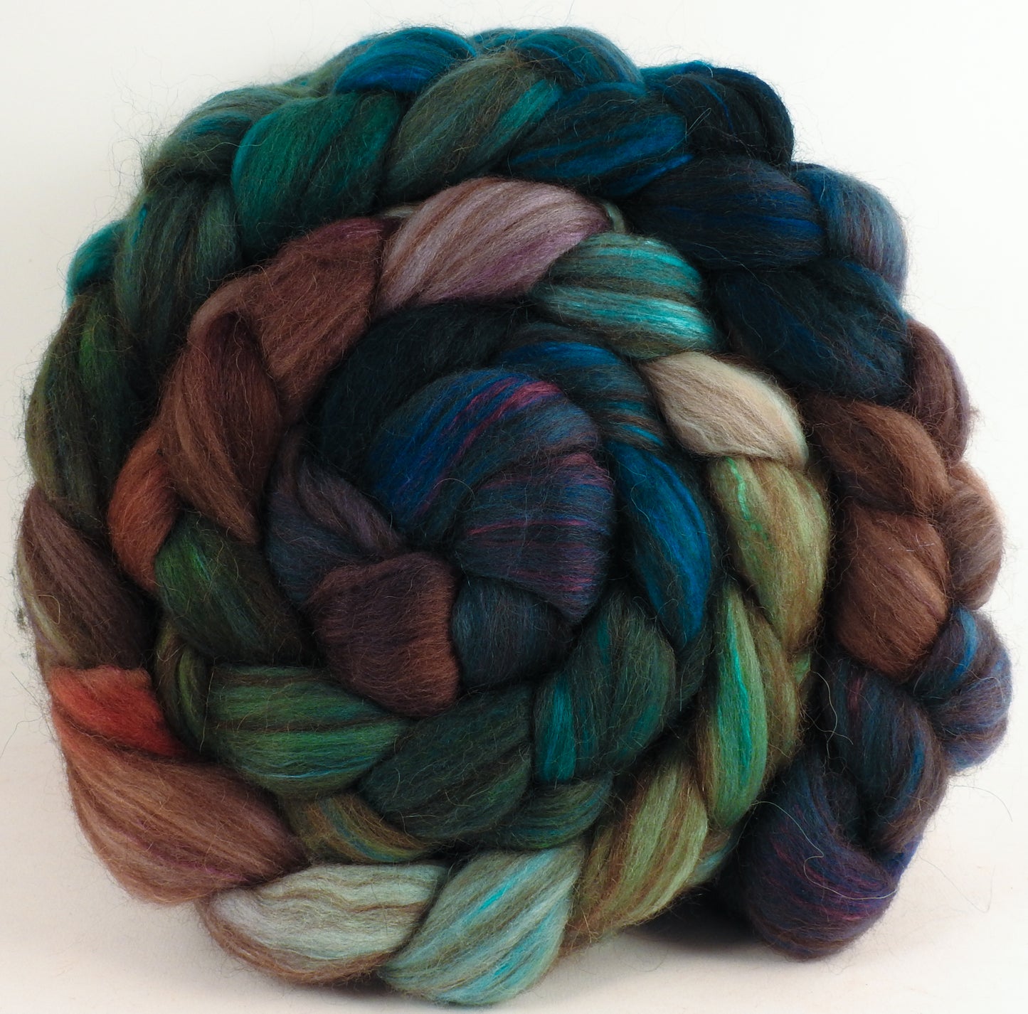 Hand dyed top for spinning -Selkie 18.5 mic merino/ camel/ brown alpaca/ mulberry silk/ (40/20/20/20)
