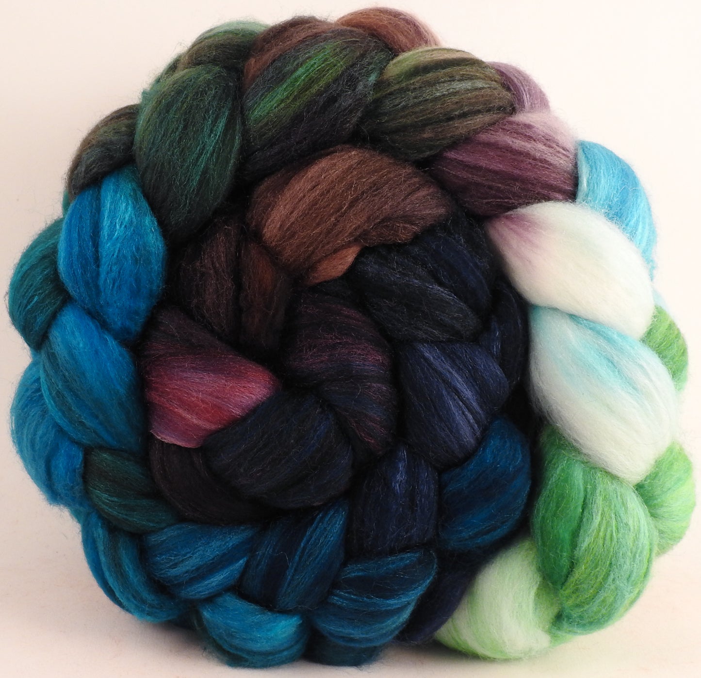 Batt in a Braid #35- Selkie- (5.5 oz) - Sw Merino (18.5 mic) /Merino (18.5 mic) / Tussah Silk (40/40/20)