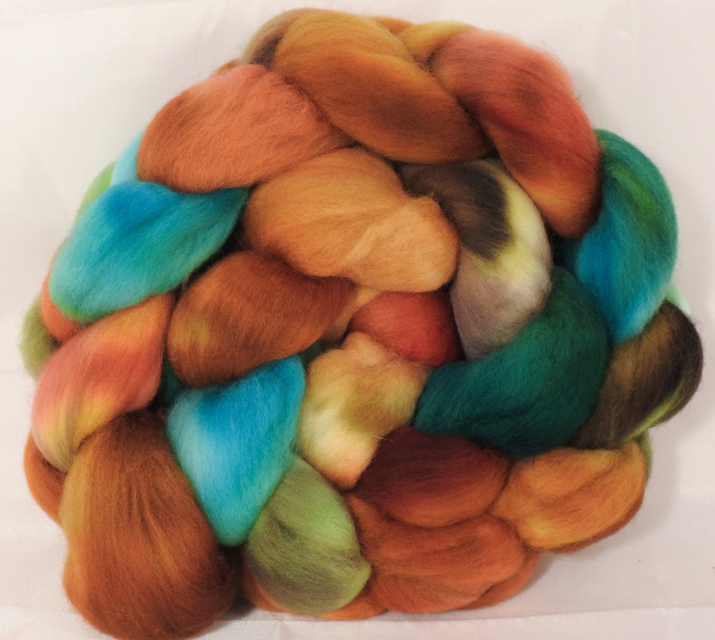 Hand dyed top for spinning -Copper Penny- (5.5 oz.) Organic polwarth - Inglenook Fibers