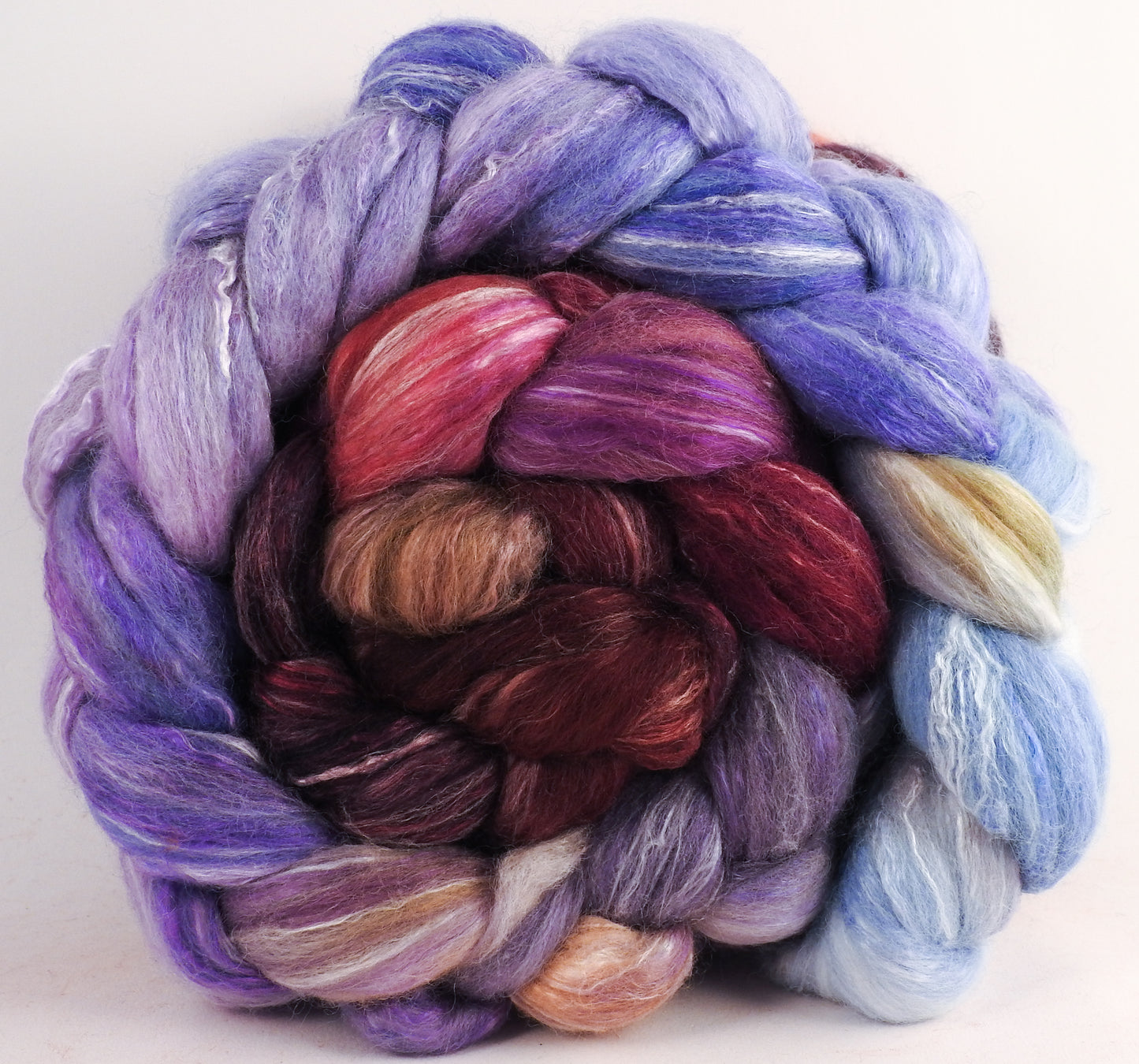 Batt in a Braid #45 - Provence (6 oz.) - Corriedale/Mulberry Silk/Rose Fiber (60/20/20)