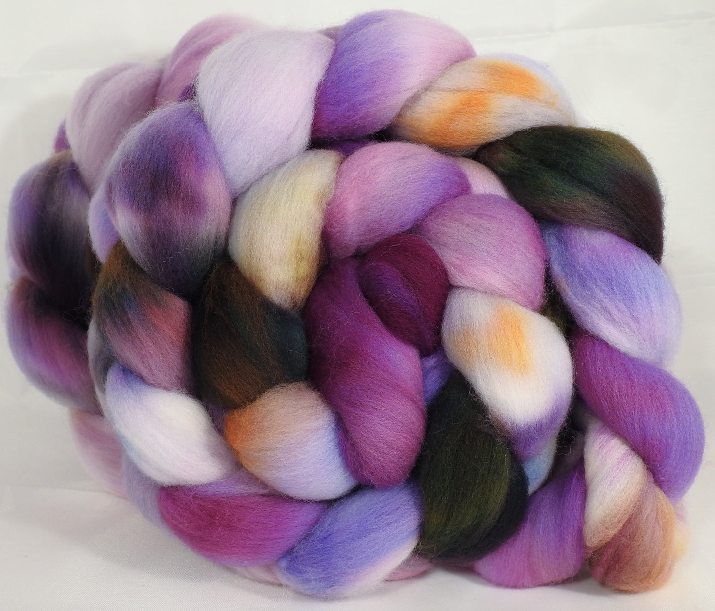 Hand dyed top for spinning -Wisteria- (5.2 oz.) Organic polwarth - Inglenook Fibers