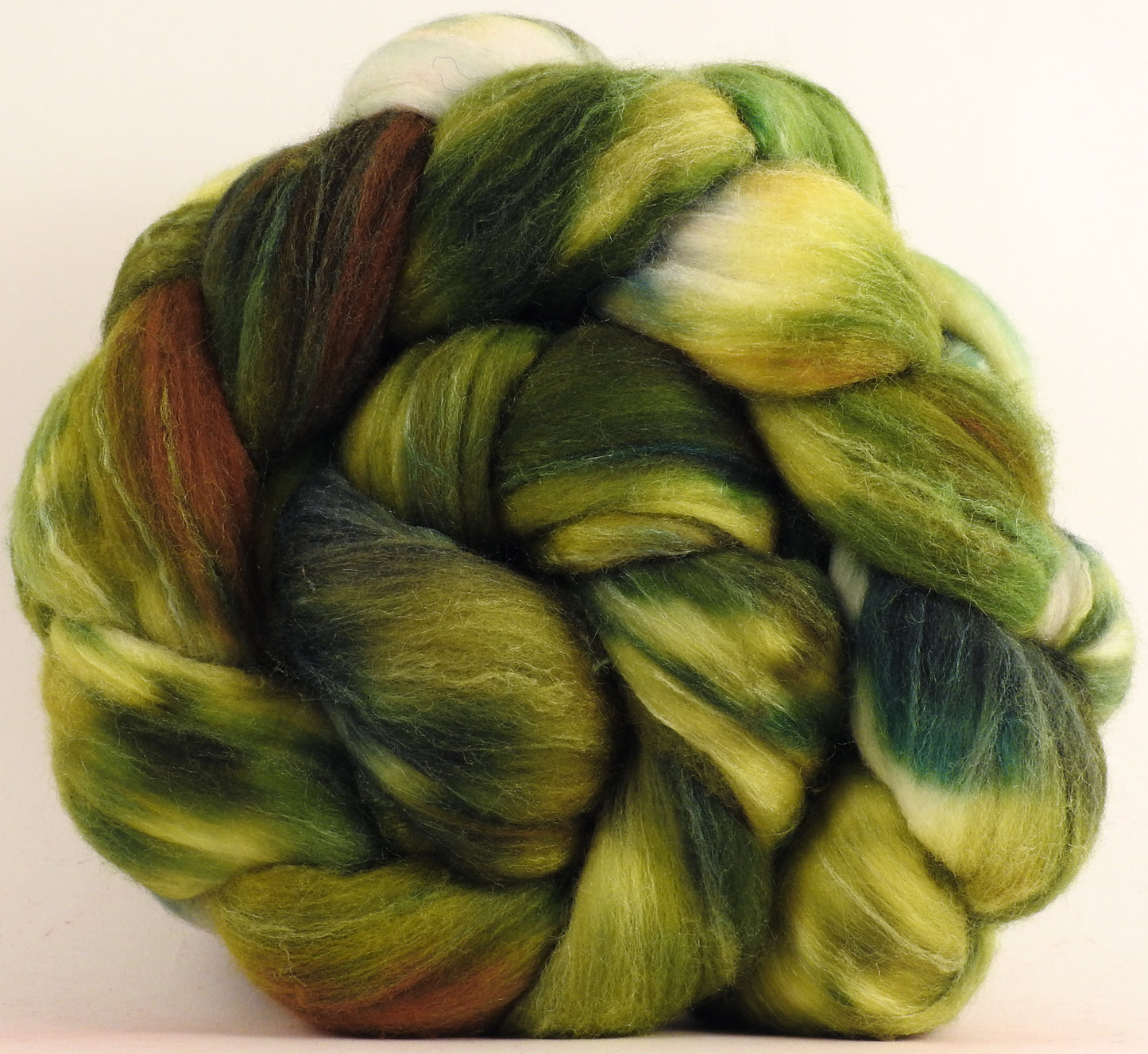 Batt in a Braid #35 - Sphagnum (5.4 oz.) - Sw Merino (18.5 mic) /Merino (18.5 mic) / Tussah Silk (40/40/20)