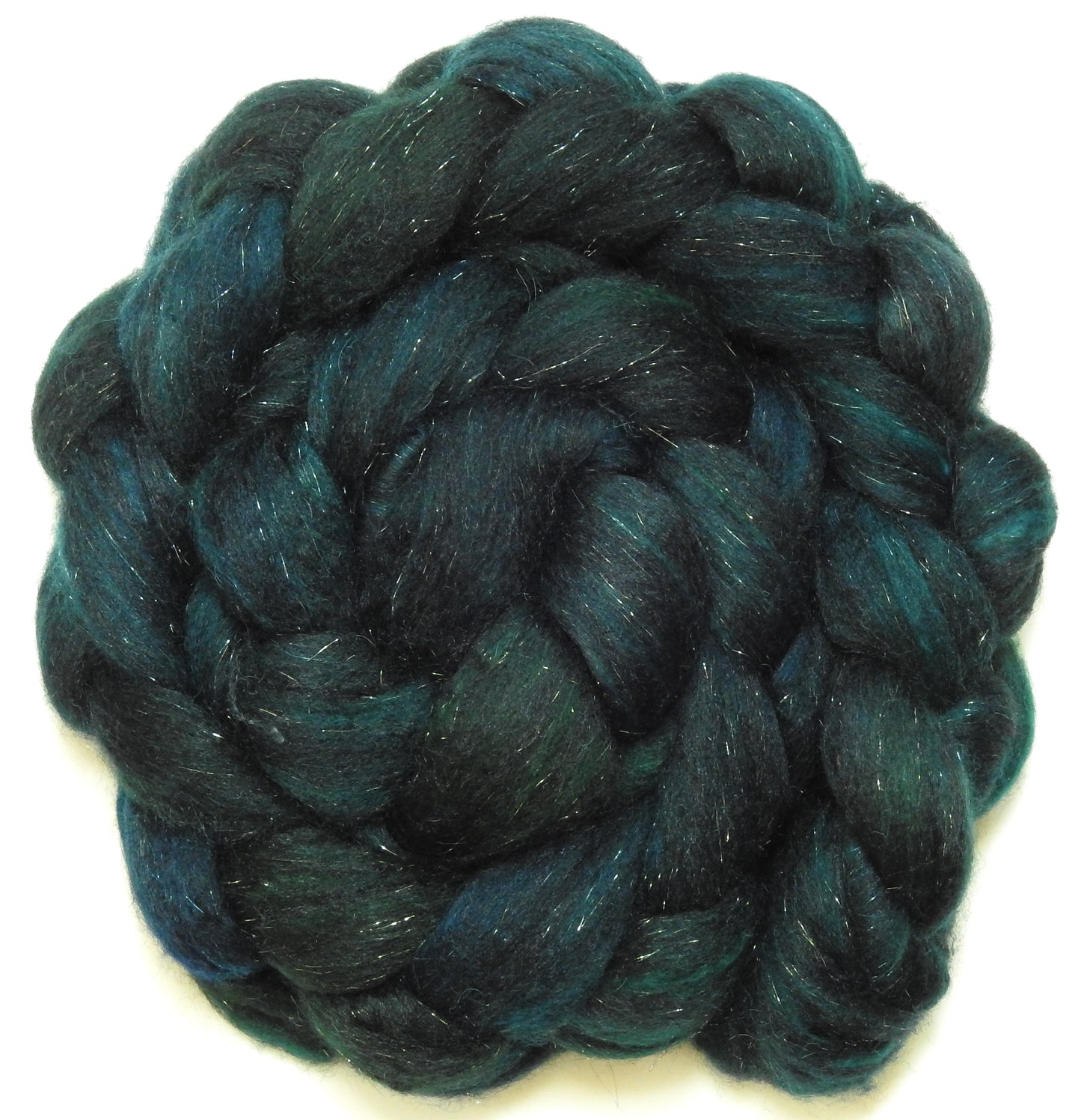 Mallard-(5.2 oz) Batt in a Braid #59- Superfine Merino/black Tussah Silk/ Camel (40/25/25/10)