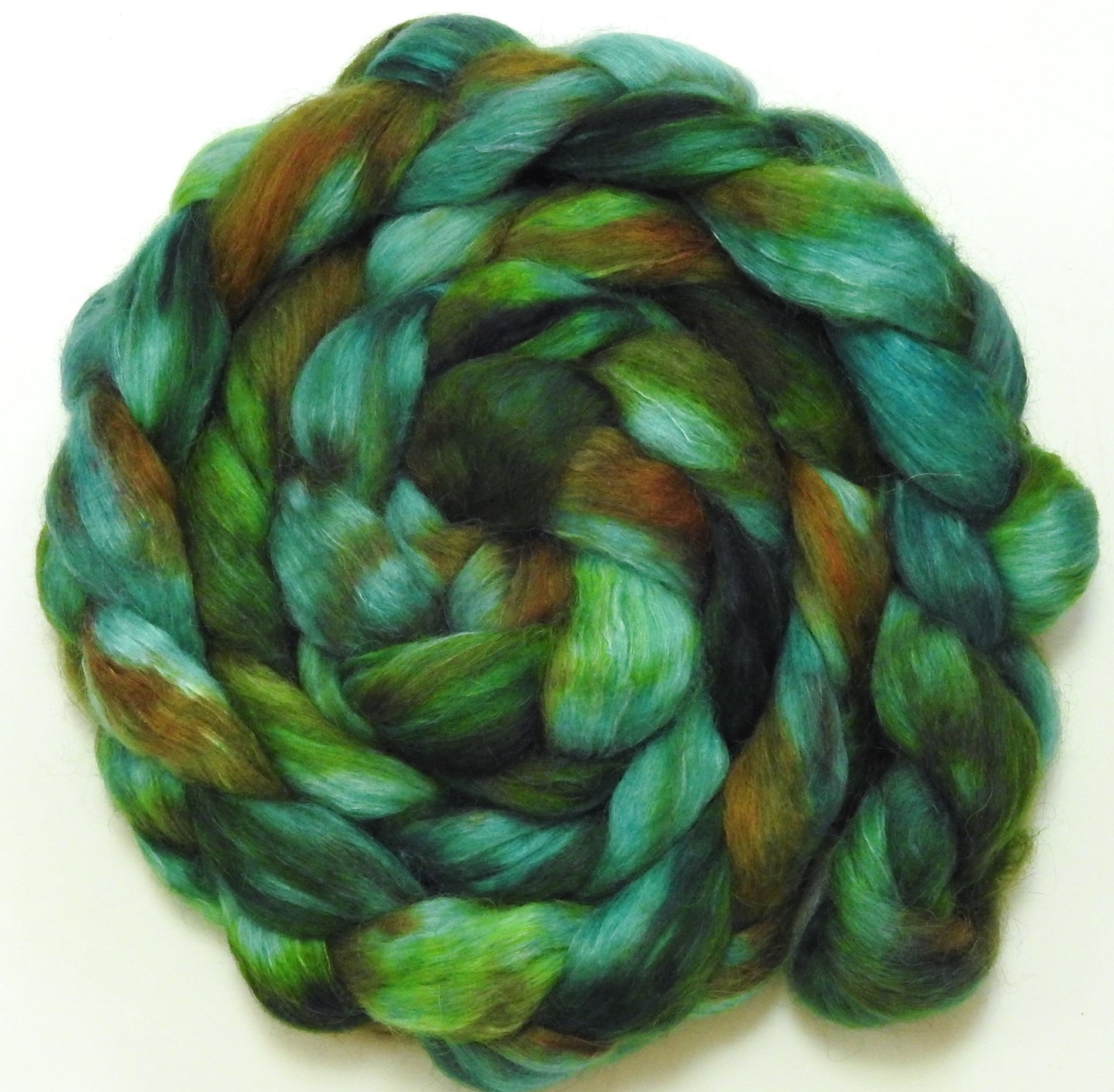 Calypso (5.6 oz) - Batt in a Braid #52- Wensleydale/ Mulberry silk/ Polwarth (60/25/15)