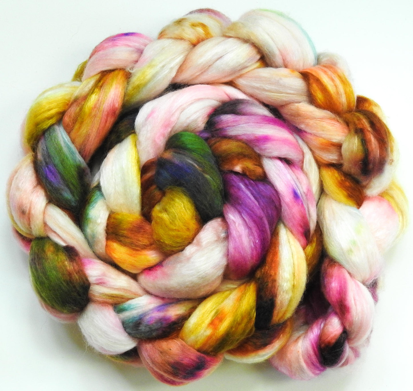 Sunbonnet - Fusion Series- Batt in a Braid #54- Bleached YAK/Polwarth / Mulberry Silk (40/40/20)