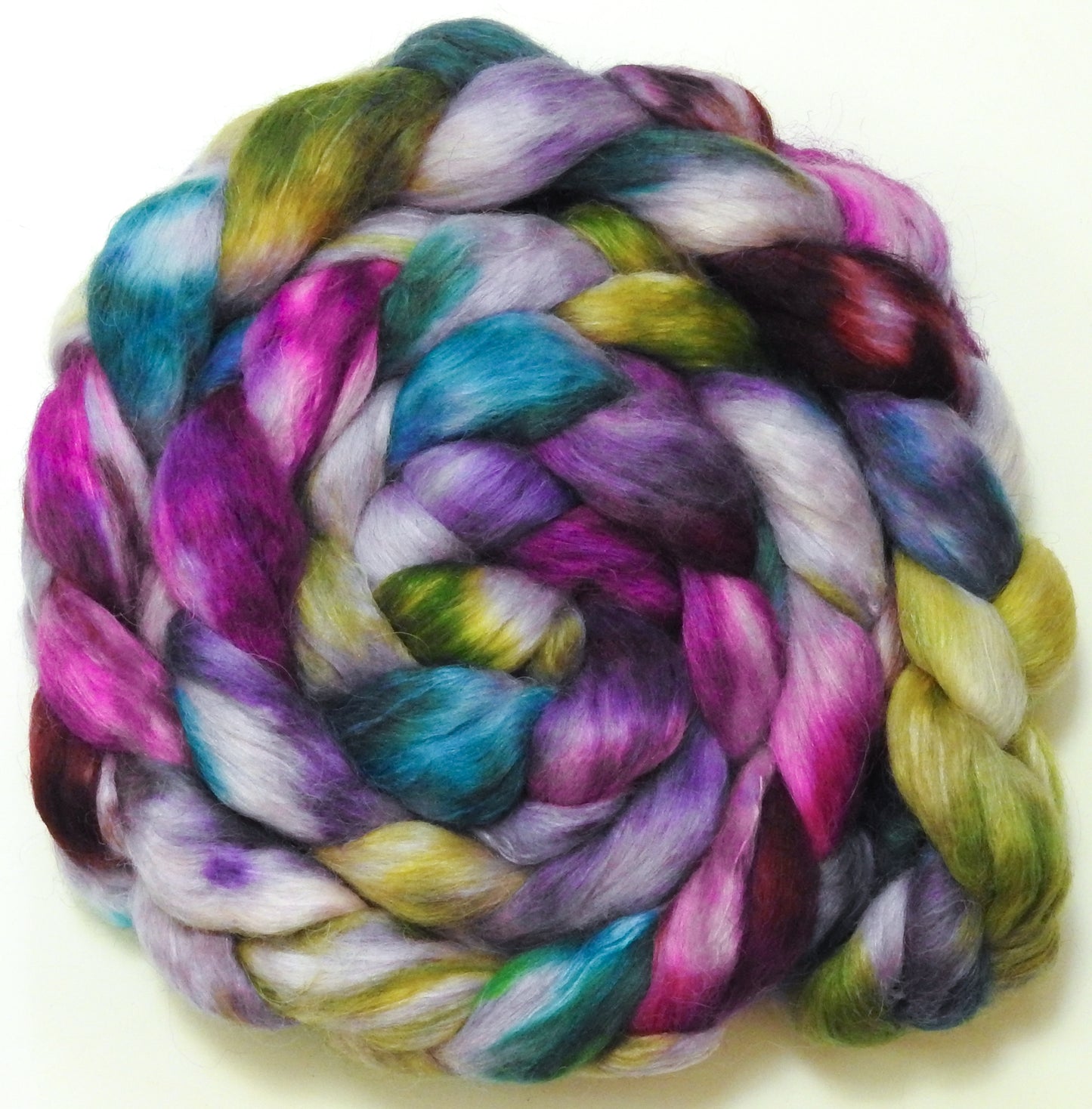 Sea Holly (5.5 oz) - Batt in a Braid #52- Wensleydale/ Mulberry silk/ Polwarth (60/25/15)