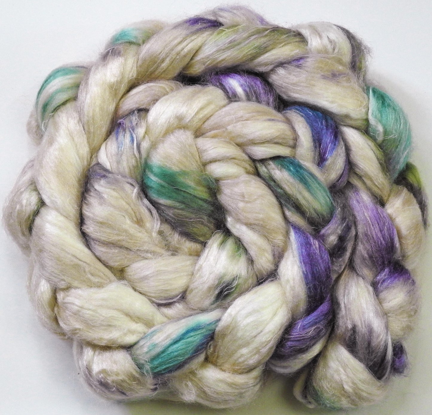 Sand Dollar (5.9 oz) - Glazed Solid - Tussah Silk / flax roving (65/35)
