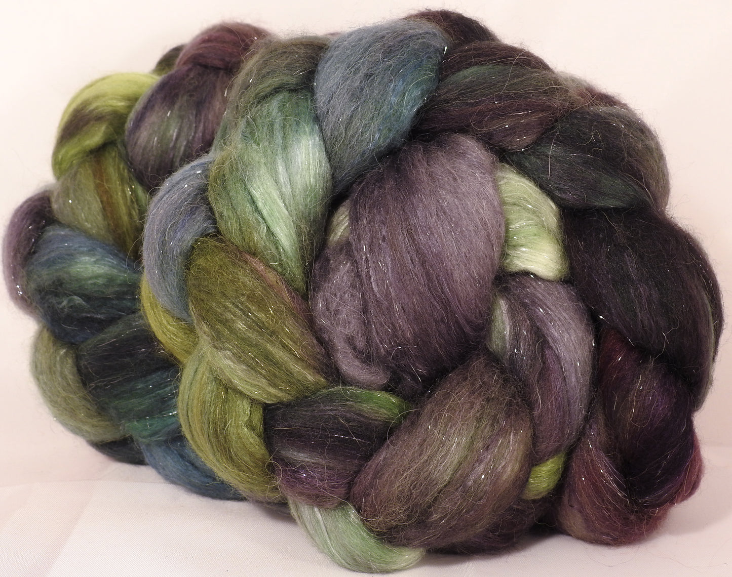 Batt in a Braid #41- Peppercorn -Llama / Merino ( 18 mic.)/ Mulberry silk/ Stellina (40/30/25/5) - Inglenook Fibers