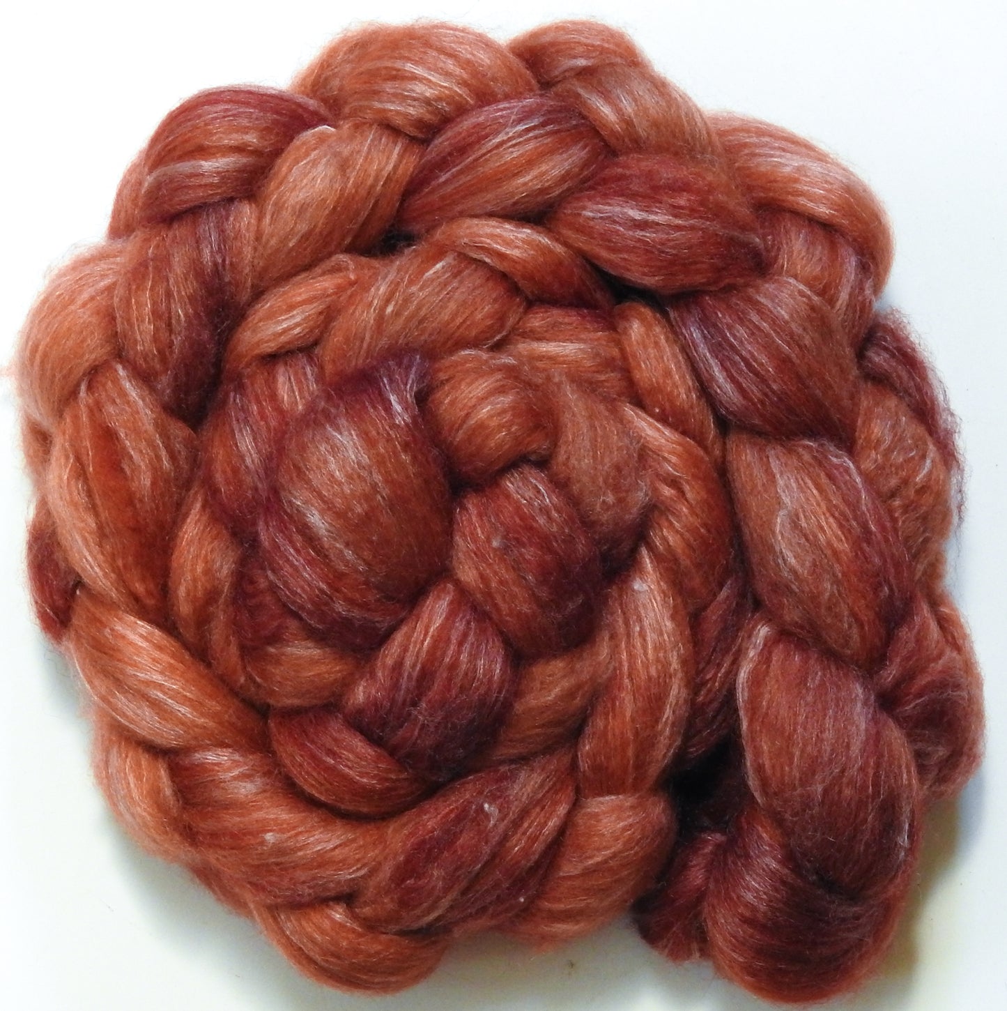 Bittersweet - Batt in a Braid #57- Camel/Baby Alpaca/Mint fiber (50/25/25)