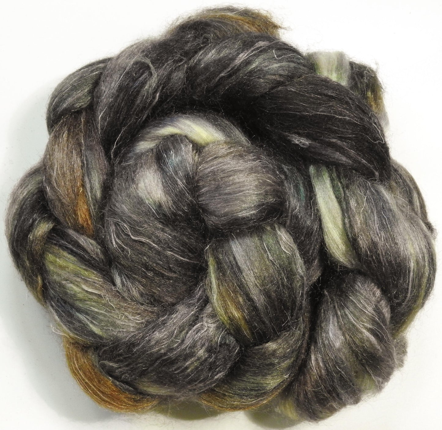 Morel - Glazed Solid - Tussah Silk / flax roving (65/35)