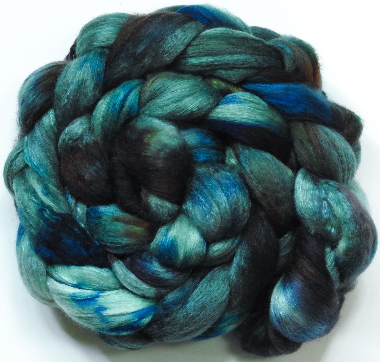 Estuary (4.7 oz)- Fusion Series - Batt in a Braid #54- Bleached YAK/Polwarth / Mulberry Silk (40/40/20)