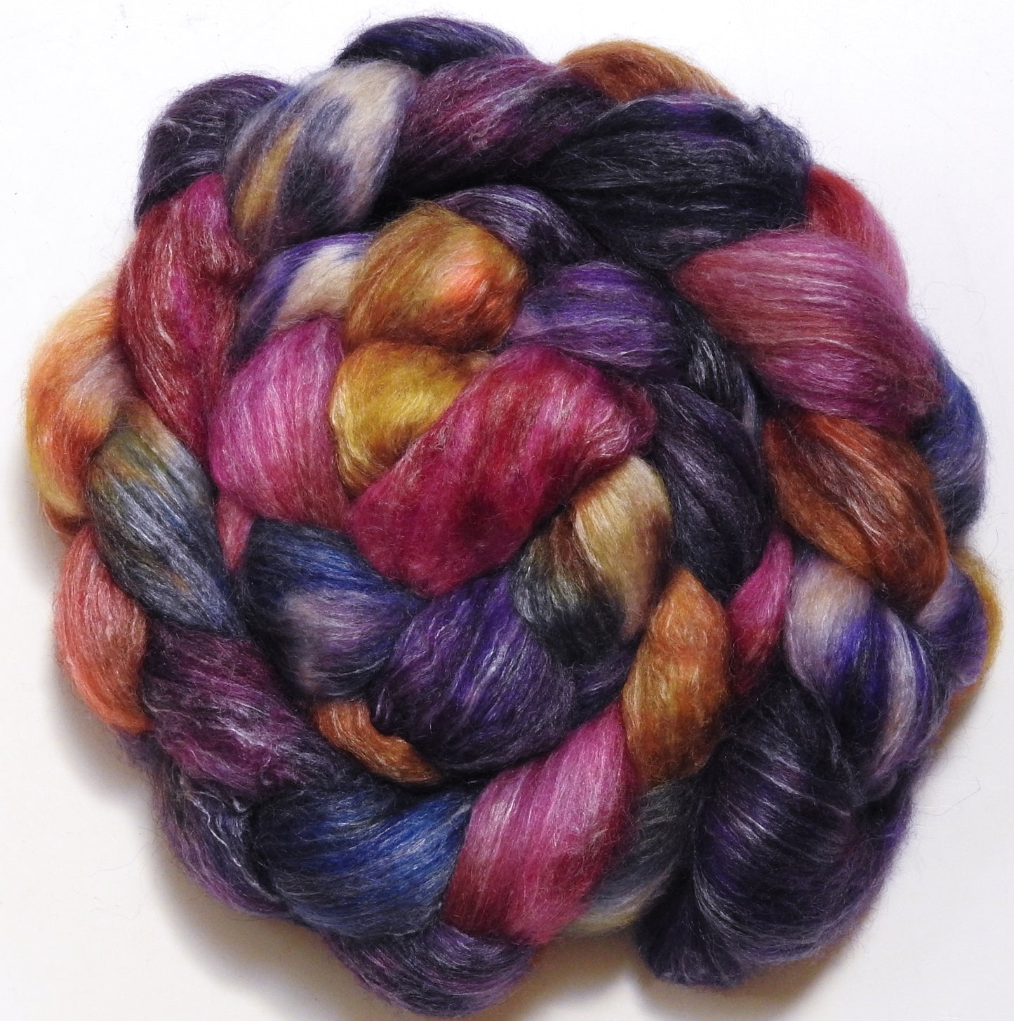 Esther (5.6 oz) Batt in a Braid #57- Camel/Baby Alpaca/Mint fiber (50/25/25)