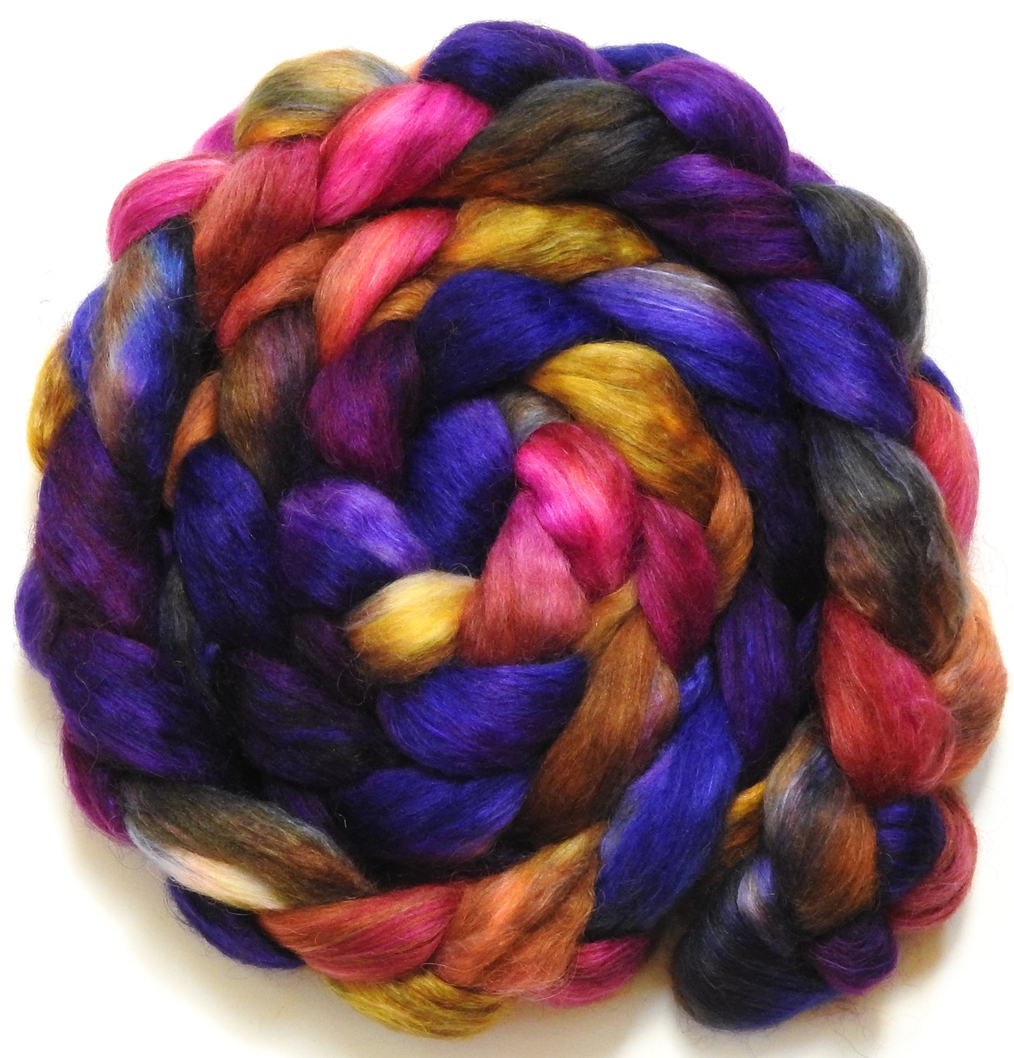 Esther (5.6 oz) - Batt in a Braid #52- Wensleydale/ Mulberry silk/ Polwarth (60/25/15)