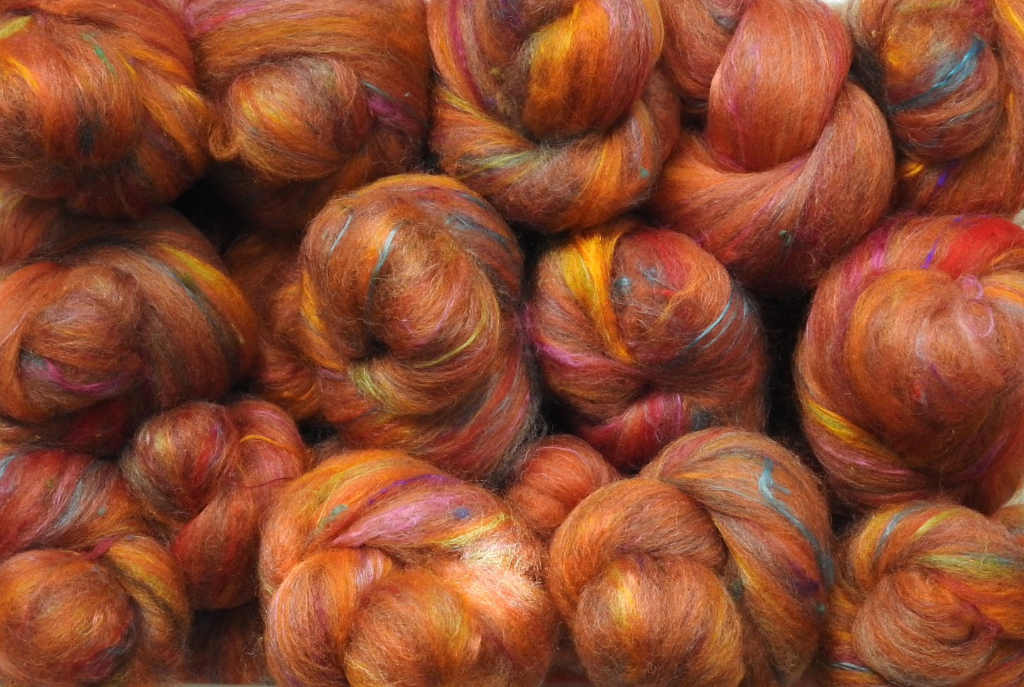 Non-sparkle Sticklebatts - Carnelian (3.5 oz) - 30% CVM/Rambo/Cotswold/Finn x fleece; merino, polwarth, silk, bamboo, silk noil