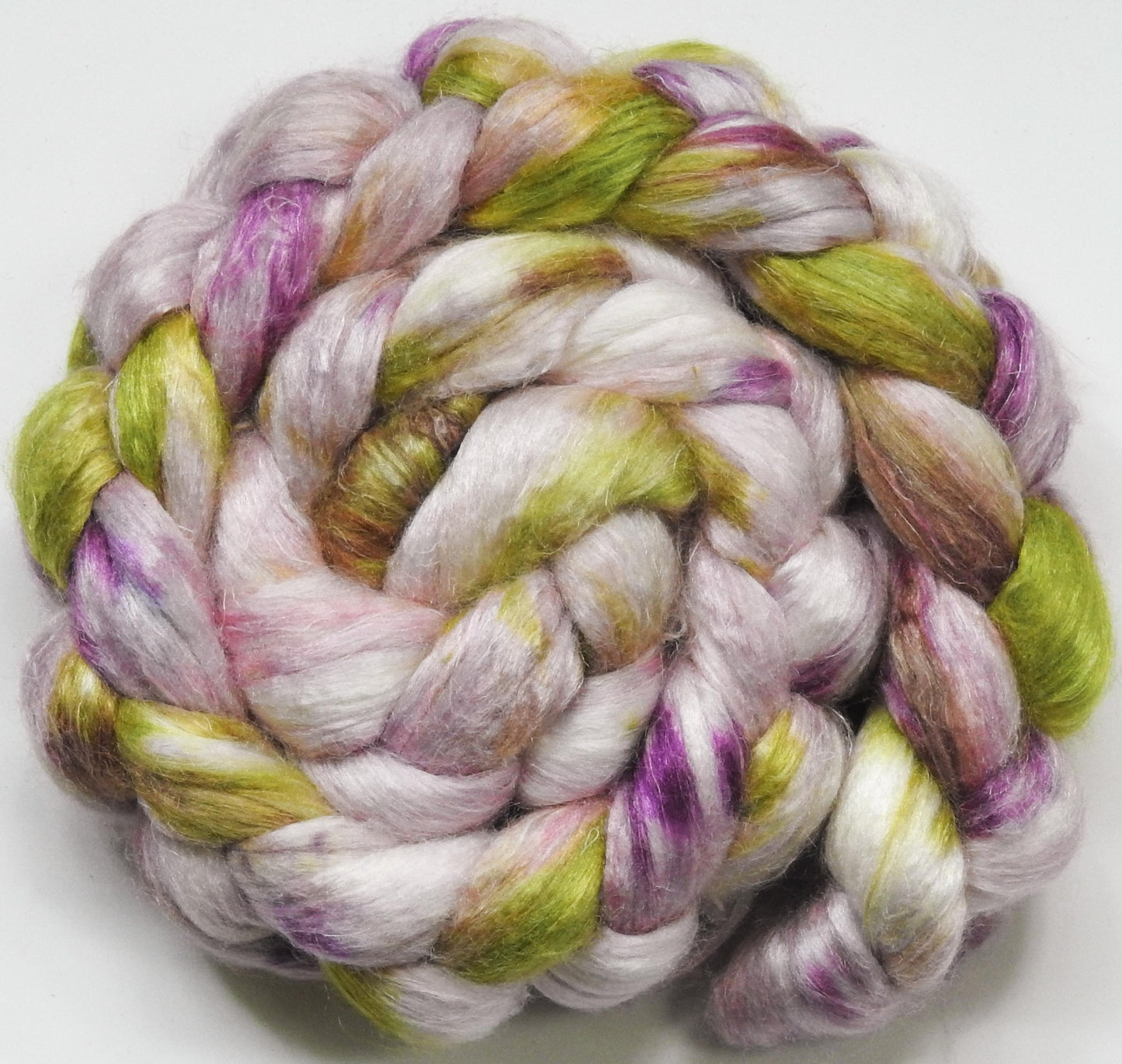 Honeysuckle (6 oz) - Glazed Solid - Tussah Silk / flax roving (65/35)