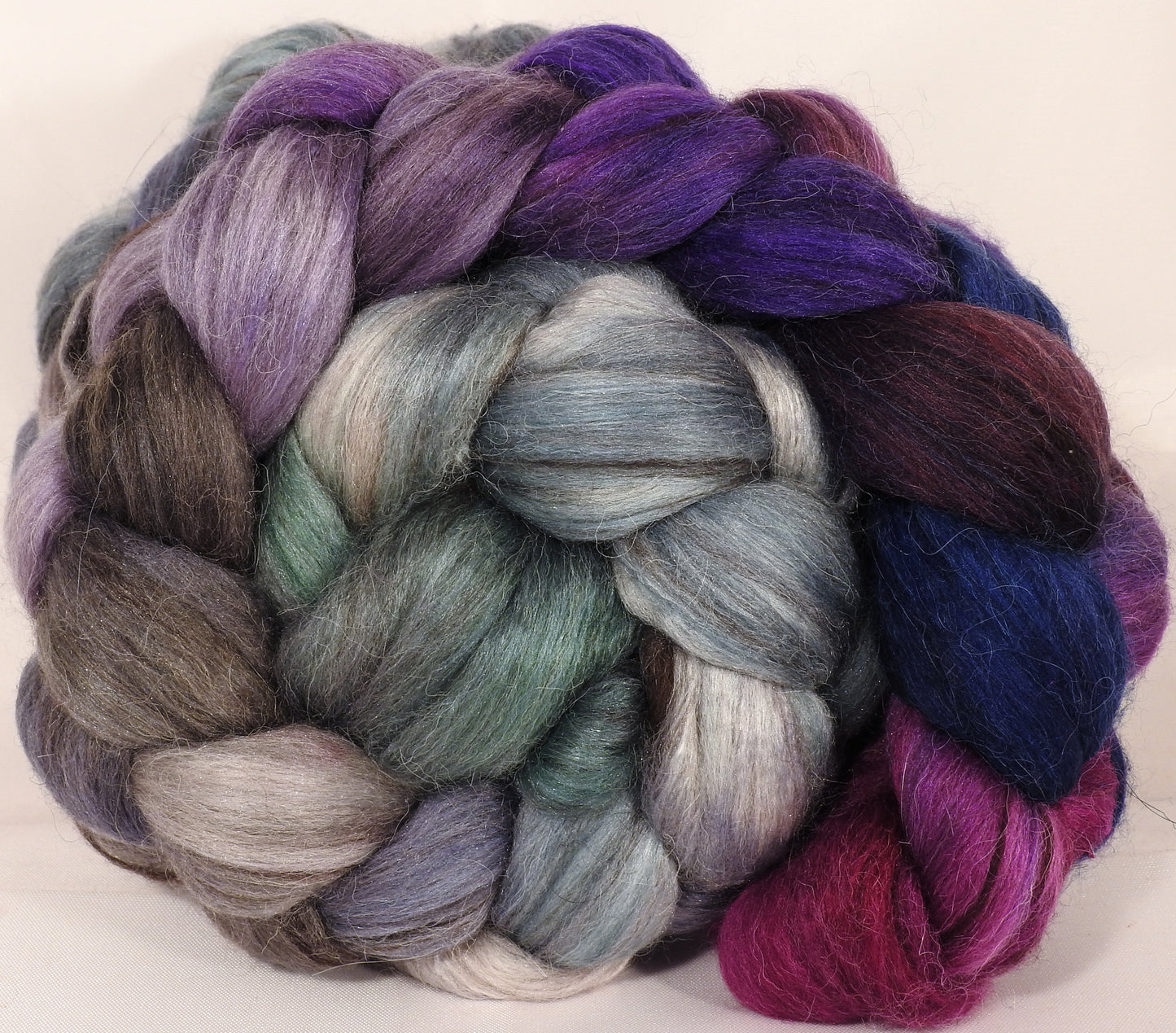 Batt in a Braid #40- Earl Grey - (4.65 oz) YAK / Baby Alpaca / Mulberry silk/ Merino (18 mic)(30/30/30/10) - Inglenook Fibers