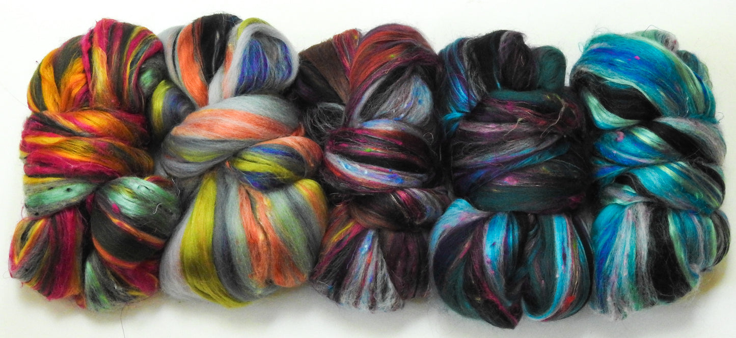 Mariposa - Lepidoptery Blend Sampler Set (5 oz) - Merino/ Mulberry Silk/ Sari Silk/ Tweed Blend/ Bamboo (40/25/15/10/10)