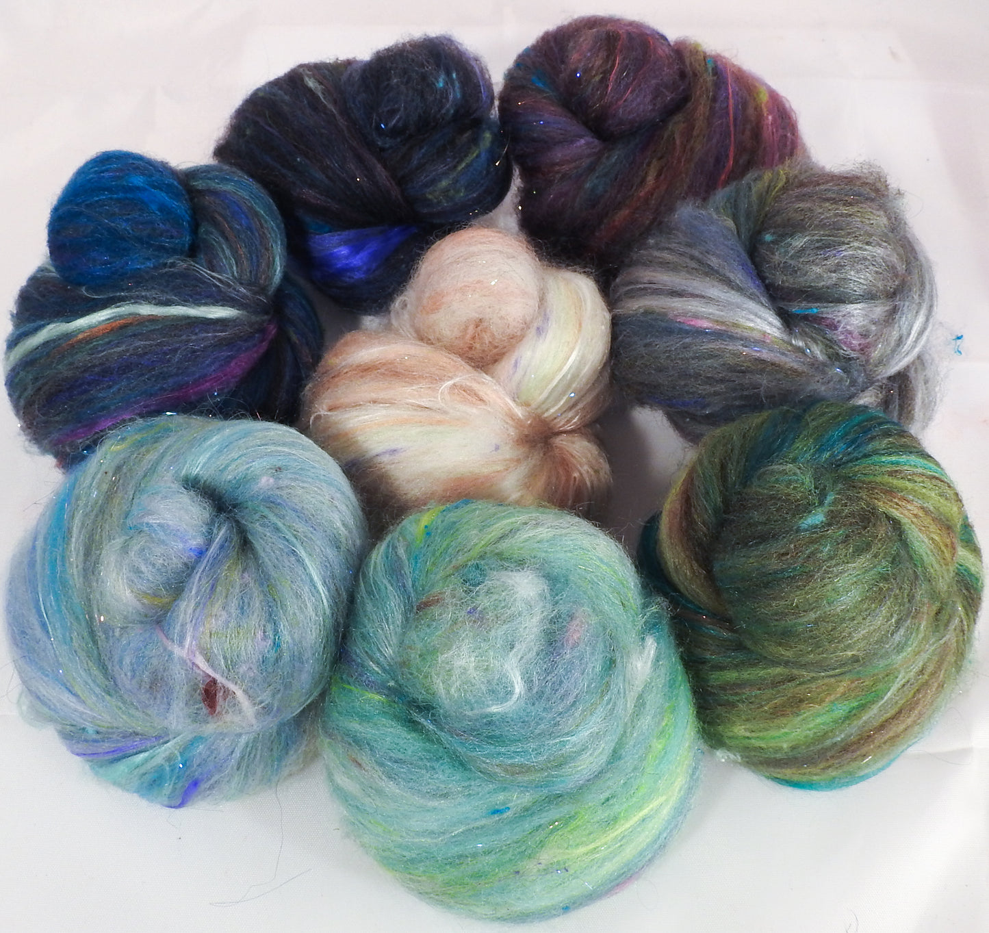 Swimming Lesson - Sticklebatts - 30% Romney and Border Leicester fleece, merino, rambouillet, silk, bamboo, silk noil, angelina - Inglenook Fibers