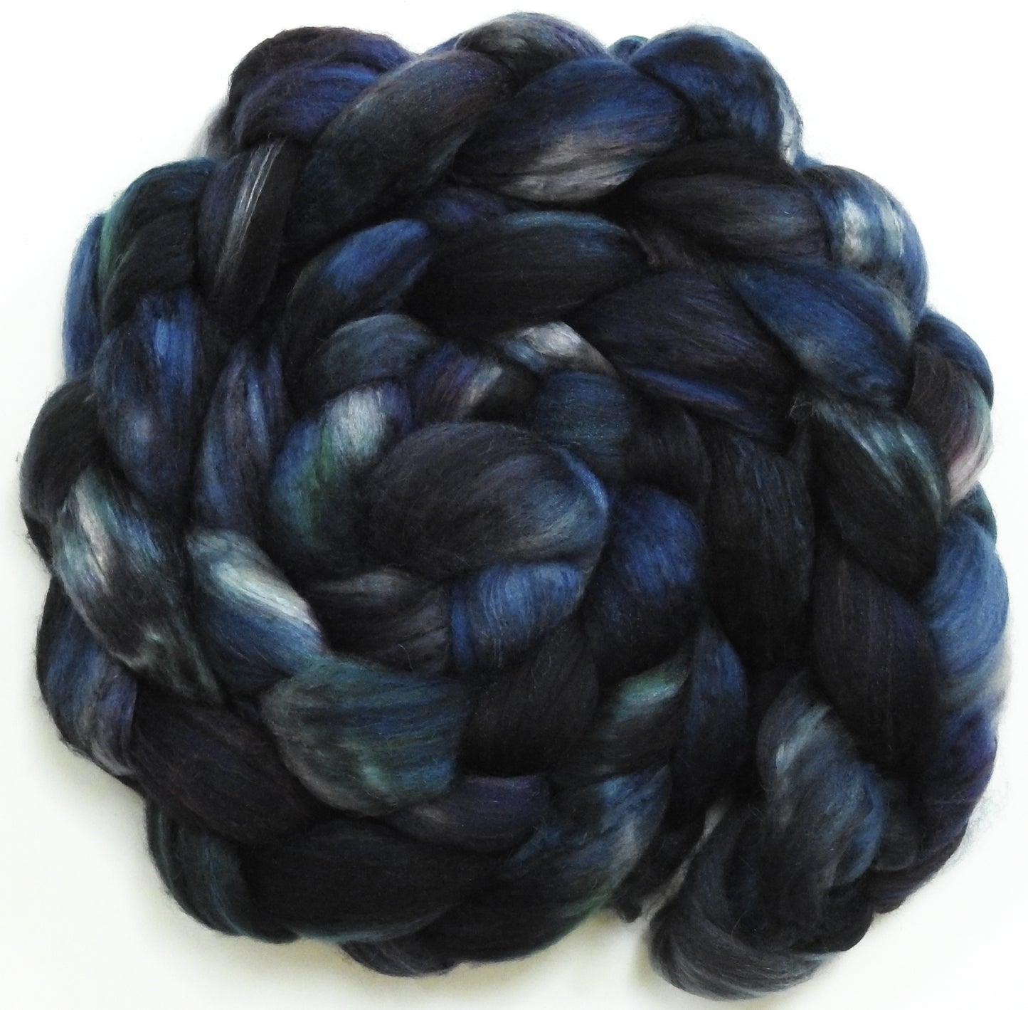 Stave Church -(5.8 oz.) Batt in a Braid #5- Merino/ Camel/ silk/ faux cashmere/ firestar (25/25/25/12/12)