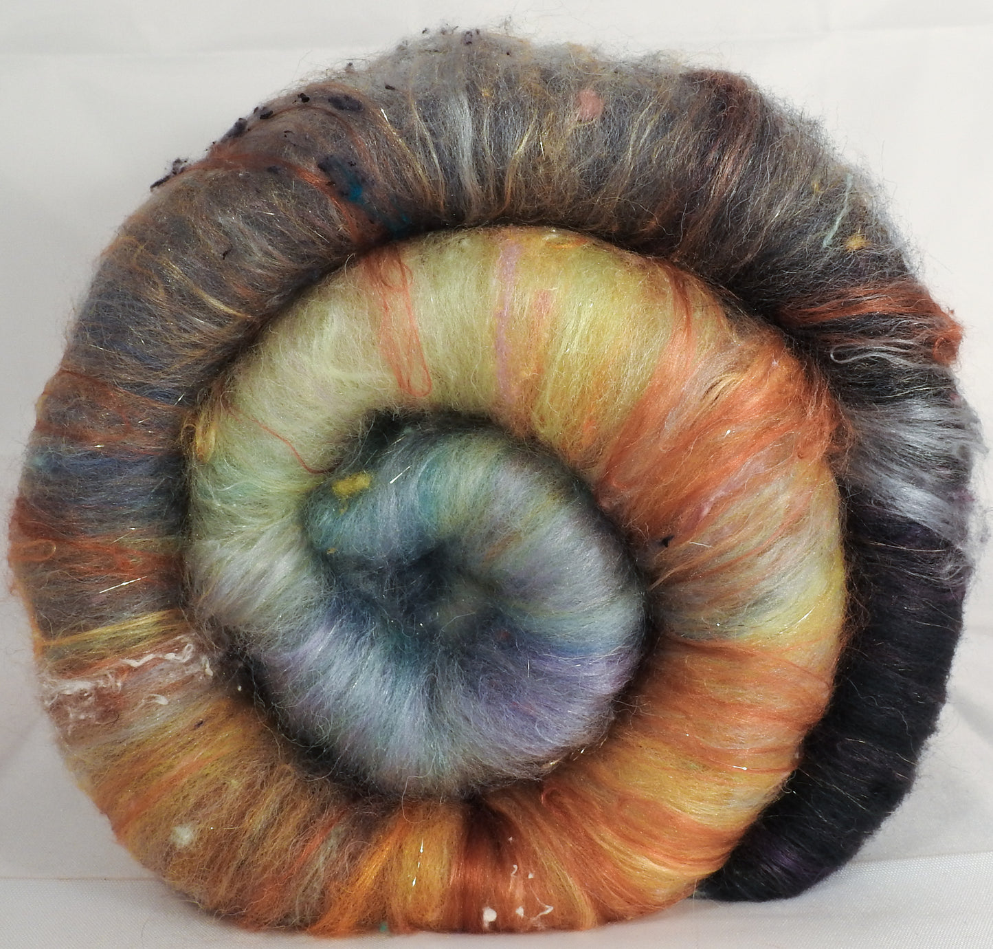 Sea Smoke - Roly-Poly Batts- 30% Nash Island fleece, merino, silk, bamboo, silk noil (angelina in sparkle batts) - Inglenook Fibers