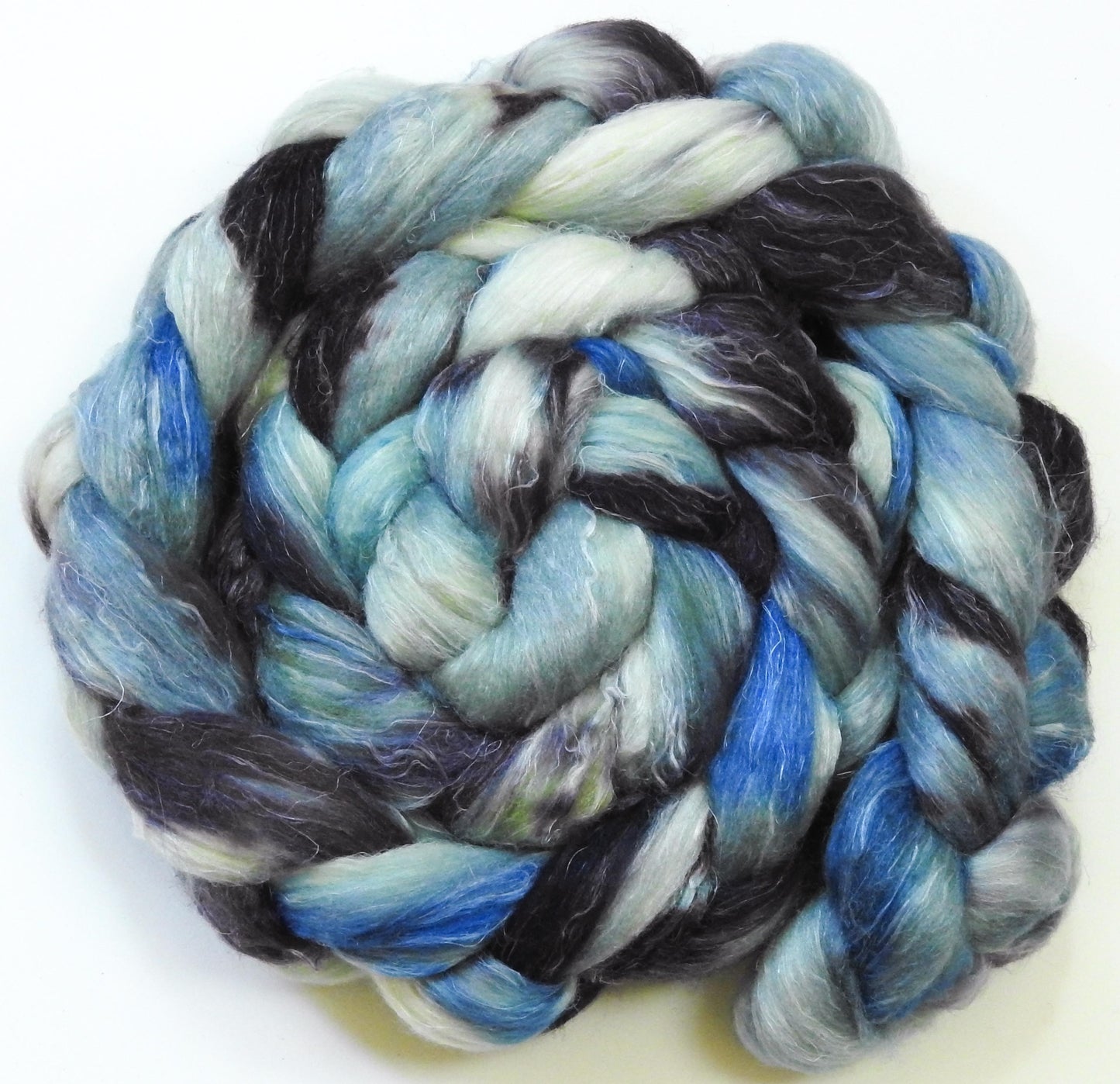 Skipping Stones (5.7 oz.) -Glazed Solid- Batt in a Braid #29 -Rambouillet / Tussah / Flax (40/40/20)