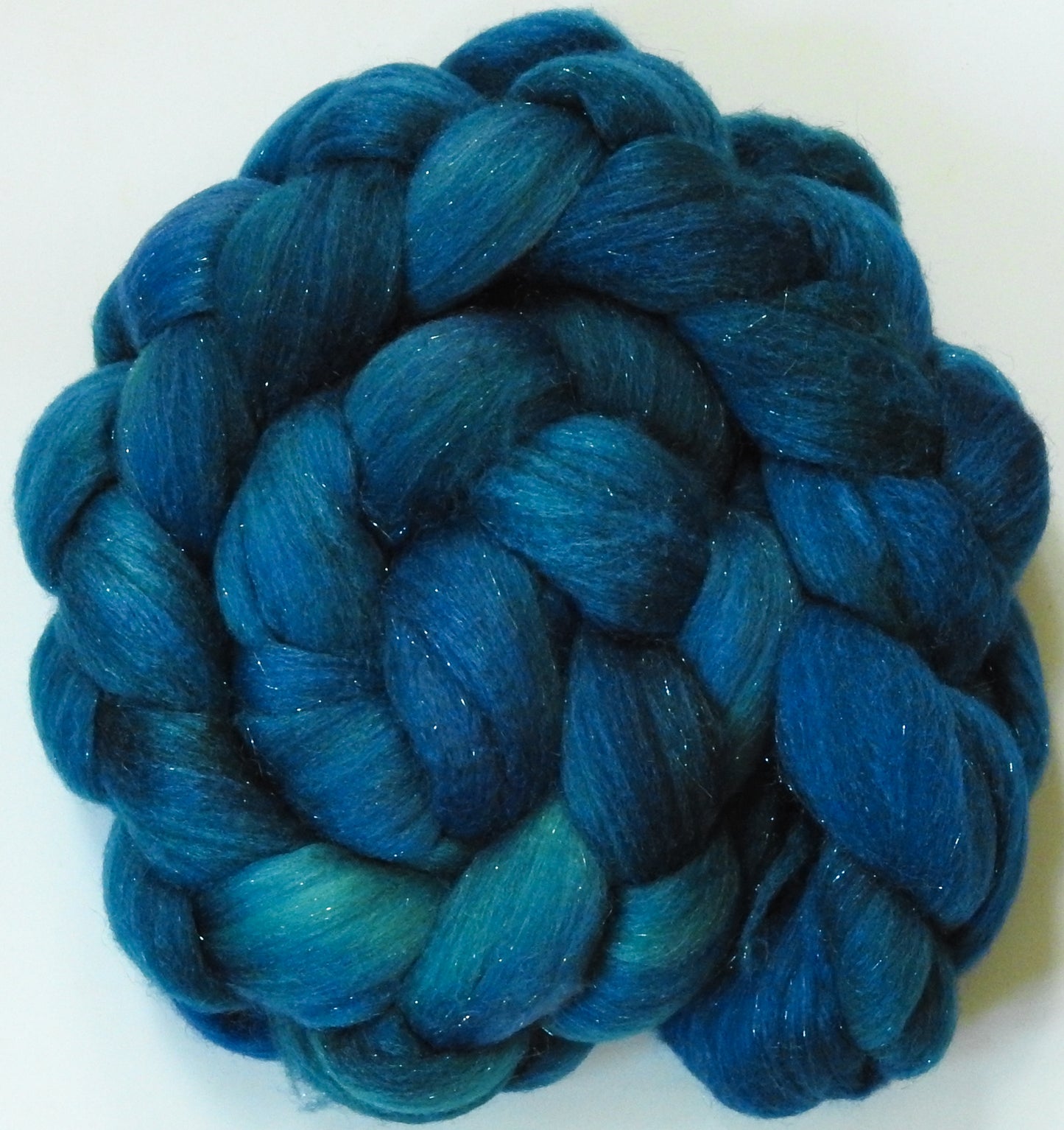 Mariner-(5.5 oz) Batt in a Braid #58-Superfine Merino/ Tussah silk/ Gold Stellina(65/25/10)