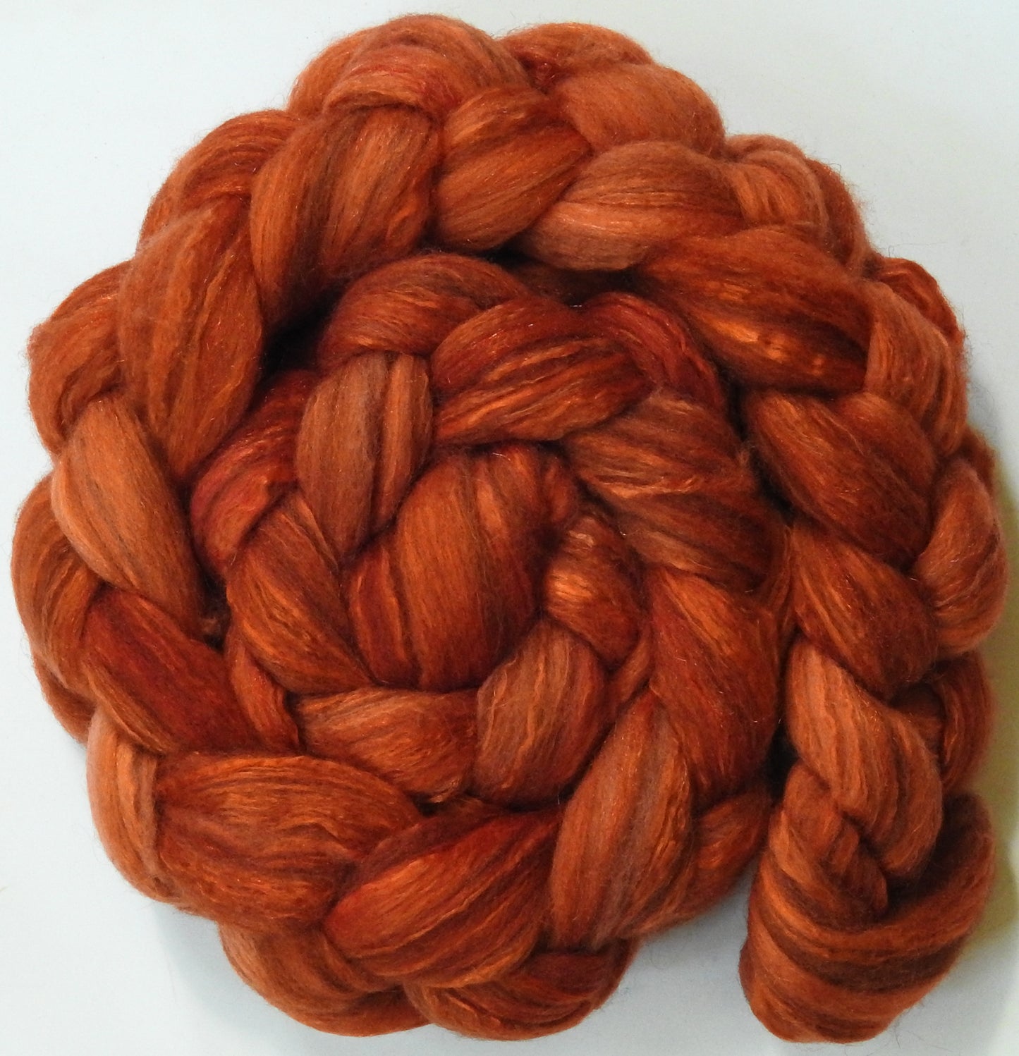 Carrot (5.8 oz) - Batt in a Braid #7 - Polwarth/ Manx / Mulberry silk/ Firestar (30/30/30/10)