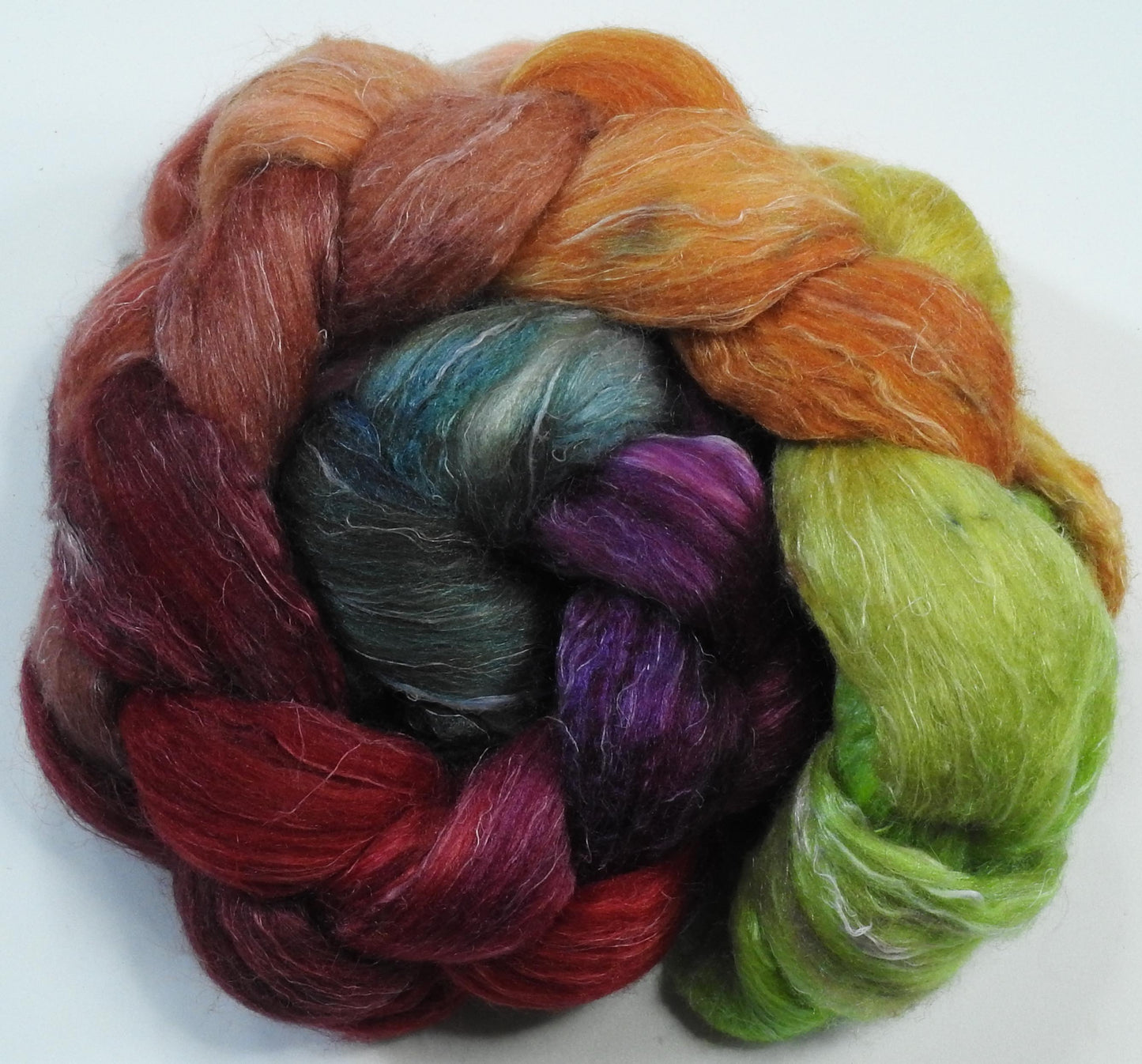 Icelandic Poppies - Batt in a Braid #29 -Rambouillet / Tussah / Flax (40/40/20)
