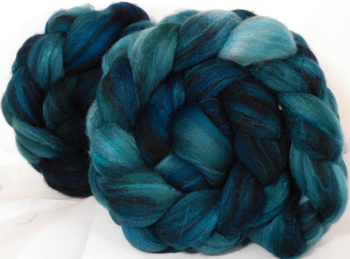 Batt in a Braid #35 - Maelstrom - (4.65 oz.) Sw Merino (18.5 mic) /Merino (18.5 mic) / Tussah Silk (40/40/20) - Inglenook Fibers