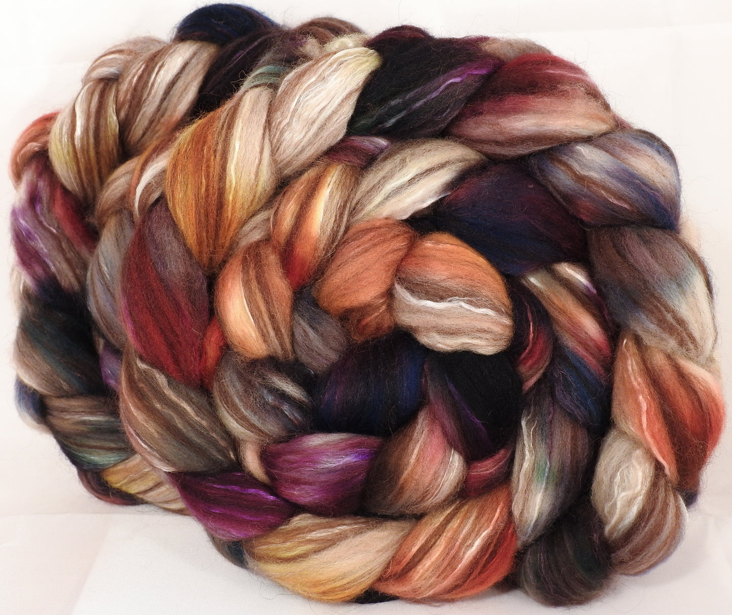 Hand dyed top for spinning -Scholarly- (5 oz) 18.5 mic merino/ camel/ brown alpaca/ mulberry silk/ (40/20/20/20) - Inglenook Fibers