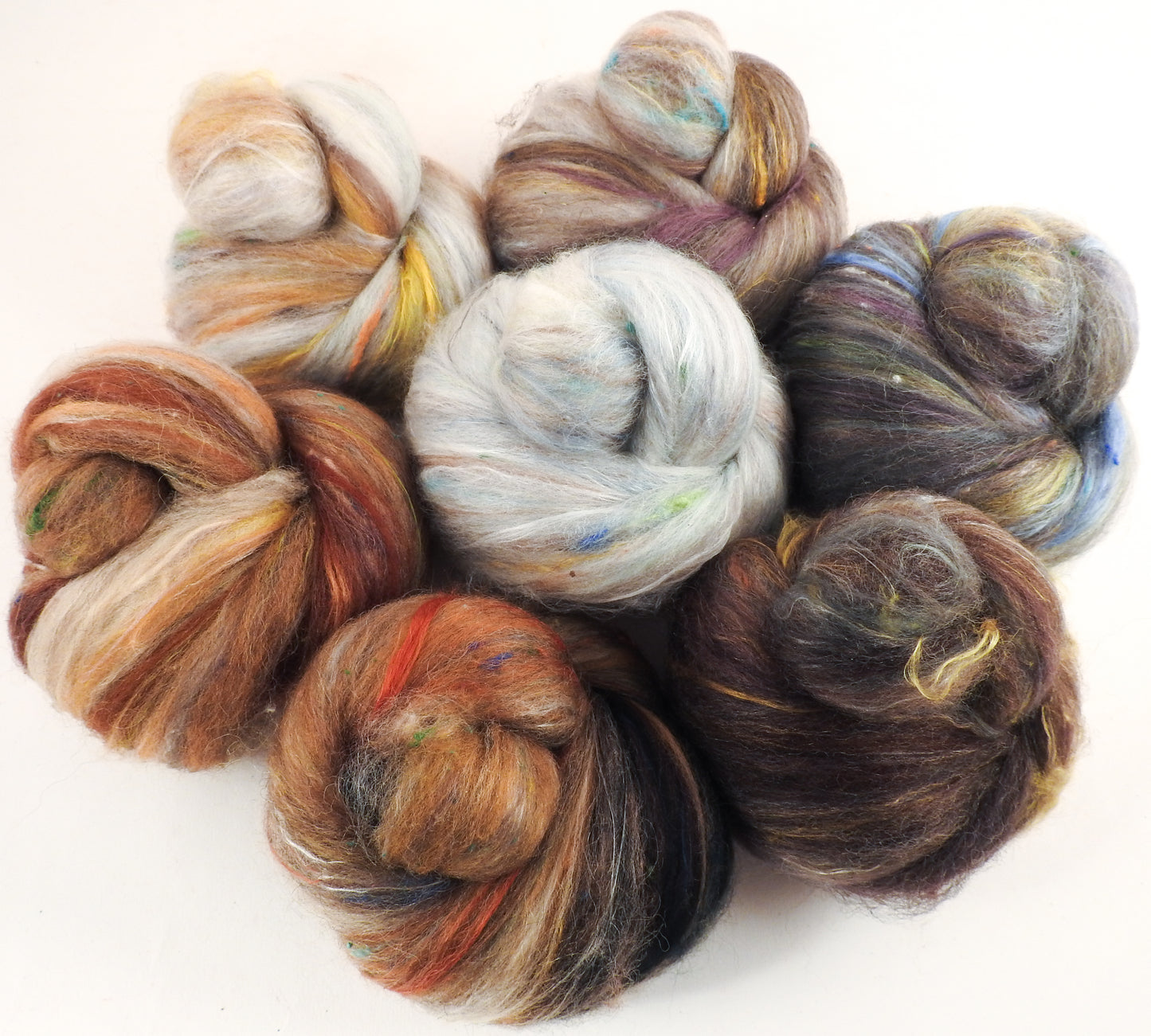 Non-sparkle Sticklebatts - Owlery (4.9 oz) - 35% CVM/Rambo/Cotswold/Finn X and Corriedale Fleeces; merino, corriedale top, silk, bamboo, silk noil