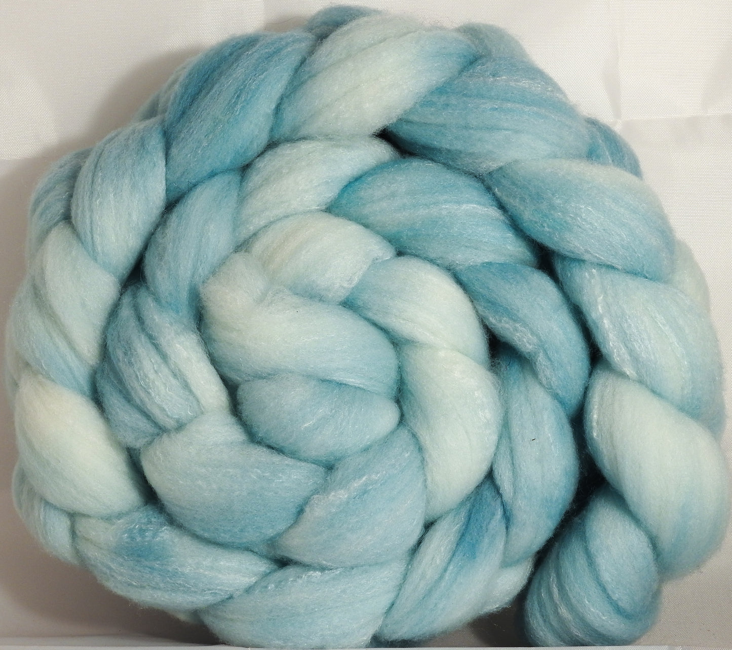 Hand dyed top for spinning - Dewdrop - (5.35 oz.) Targhee/silk/ bamboo ( 80/10/10) - Inglenook Fibers