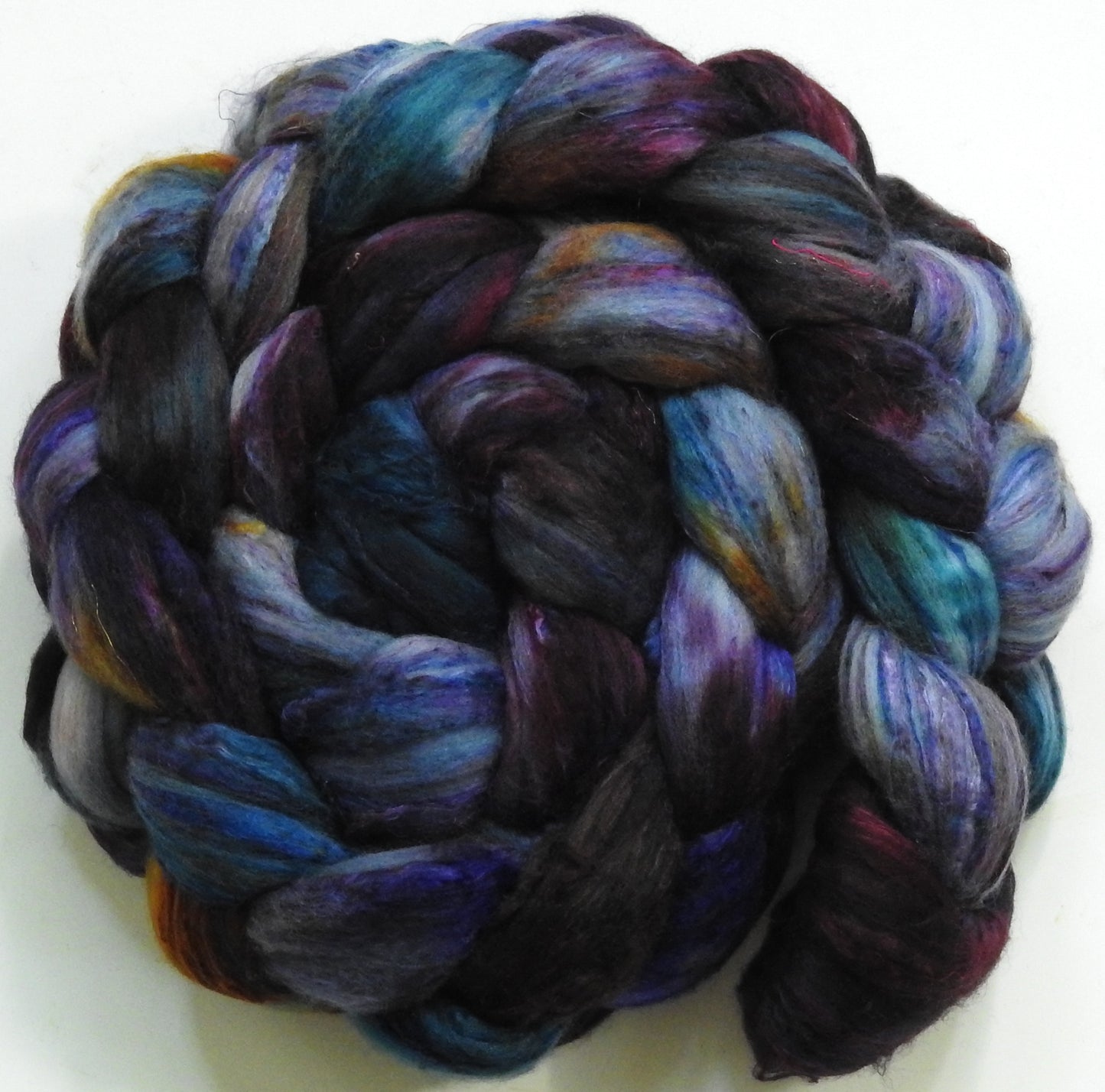 Magic Flute (5.6 oz)-Batt in a Braid #39 - Merino/ Mulberry Silk / Sari Silk (50/25/25)