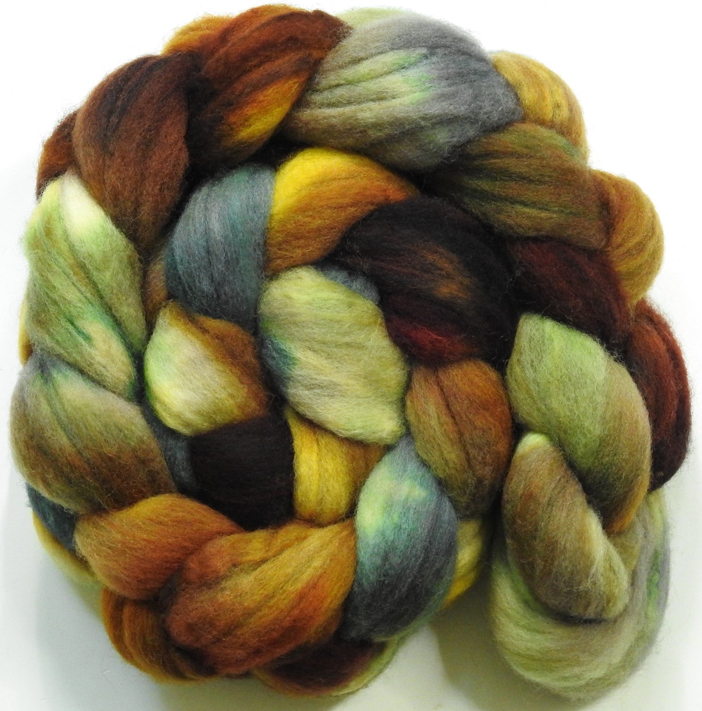 Hayride-(5.3 oz.) Batt in a Braid #60- Southdown/ Bfl/ Bio-nylon (50/25/25)