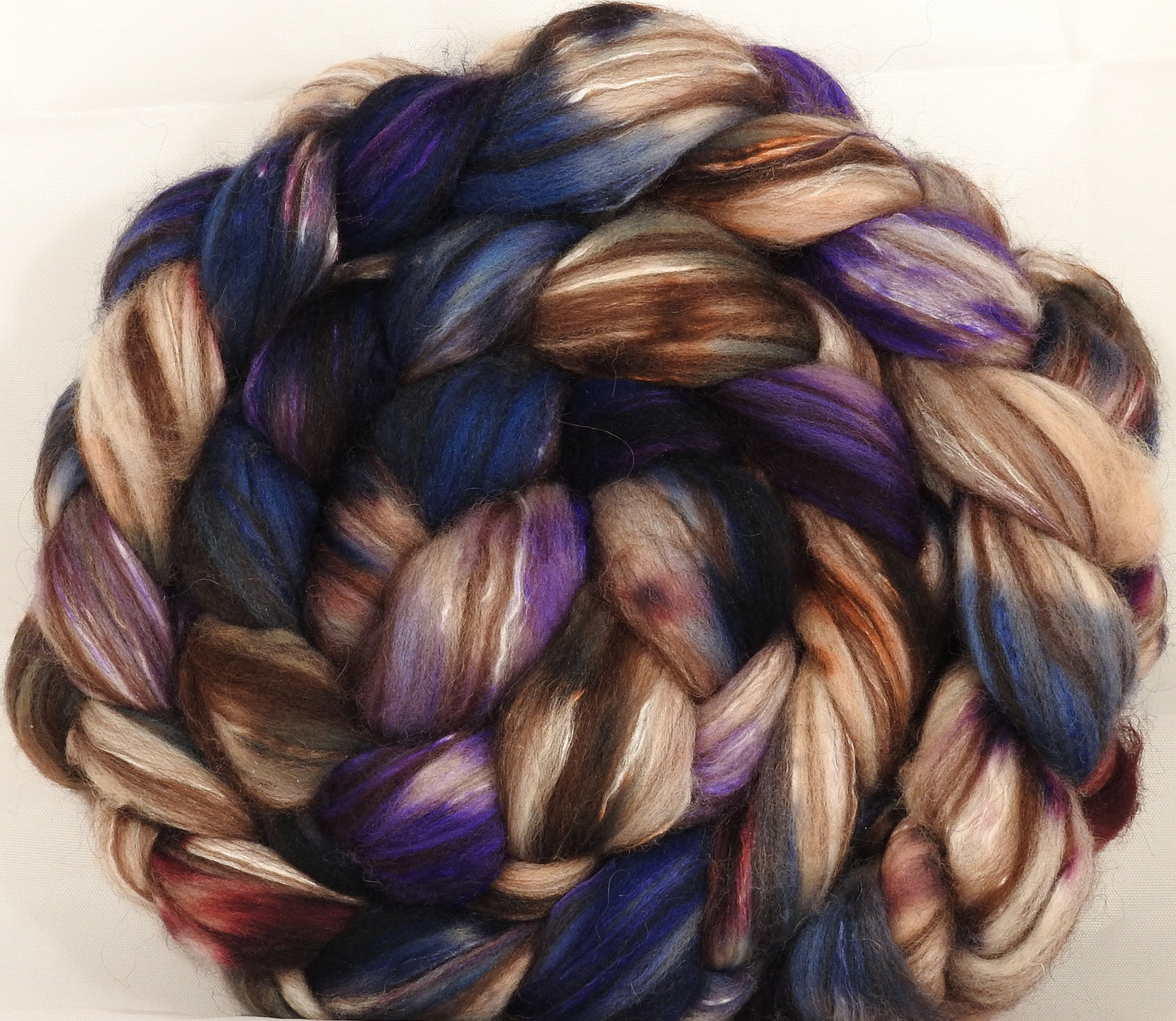 Hand dyed top for spinning - New Moon - (5.1 oz) 18.5 mic merino/ camel/ brown alpaca/ mulberry silk/ (40/20/20/20) - Inglenook Fibers