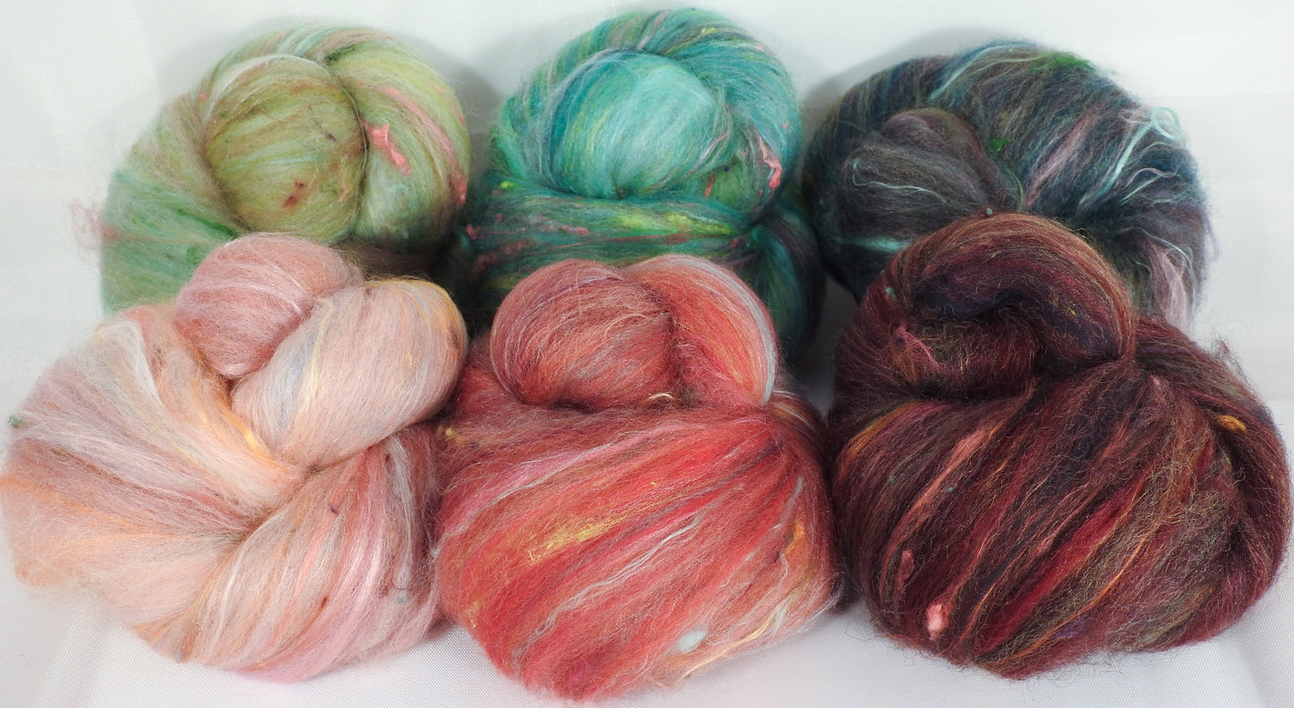Apple Blossoms - Sticklebatts - 30% Bond fleece, merino, silk, rambouillet, bamboo, silk noil - Inglenook Fibers