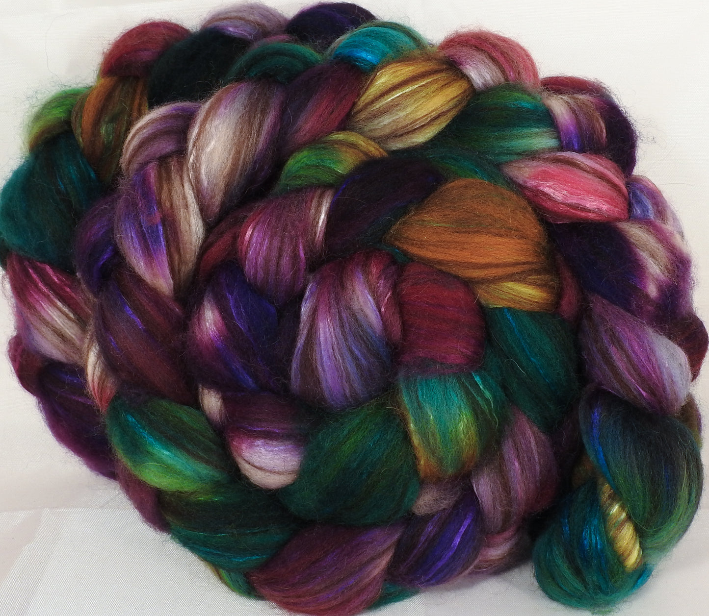 Hand dyed top for spinning -Mary, Mary, Quite Contrary - (4.5 oz) 18.5 mic merino/ camel/ brown alpaca/ mulberry silk/ (40/20/20/20) - Inglenook Fibers