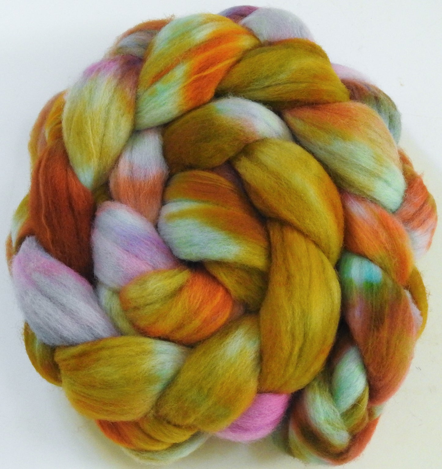 Saltwater Taffy-(5.3 oz.) Batt in a Braid #60- Southdown/ Bfl/ Bio-nylon (50/25/25)