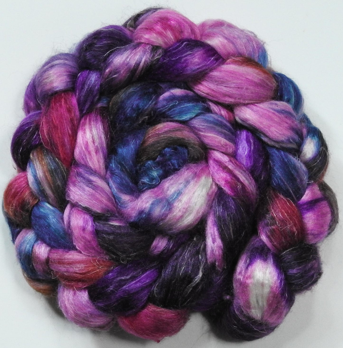 Petunia Redux -Tussah Silk / flax roving (65/35) - 5.8 oz.