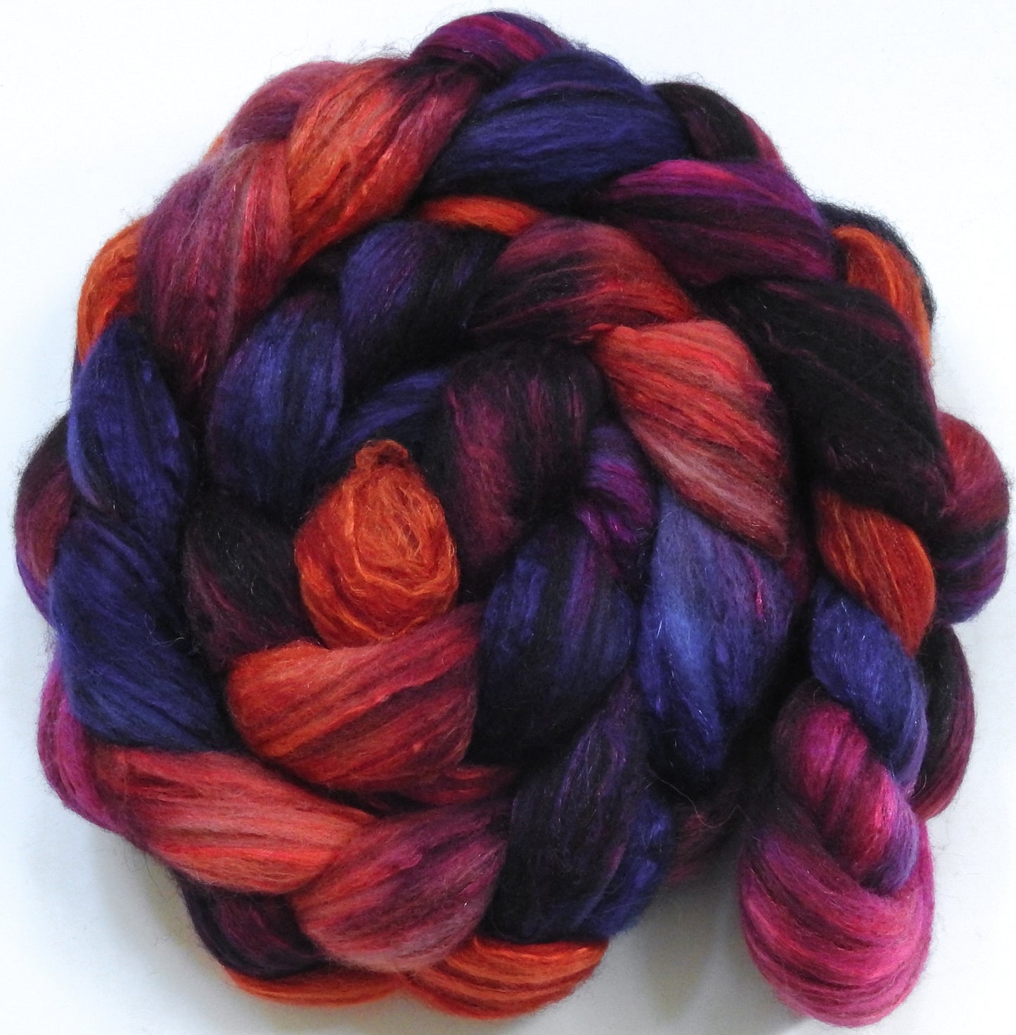 Cranberry Sauce (5.9 oz) - Batt in a Braid #7 - Polwarth/ Manx / Mulberry silk/ Firestar (30/30/30/10)