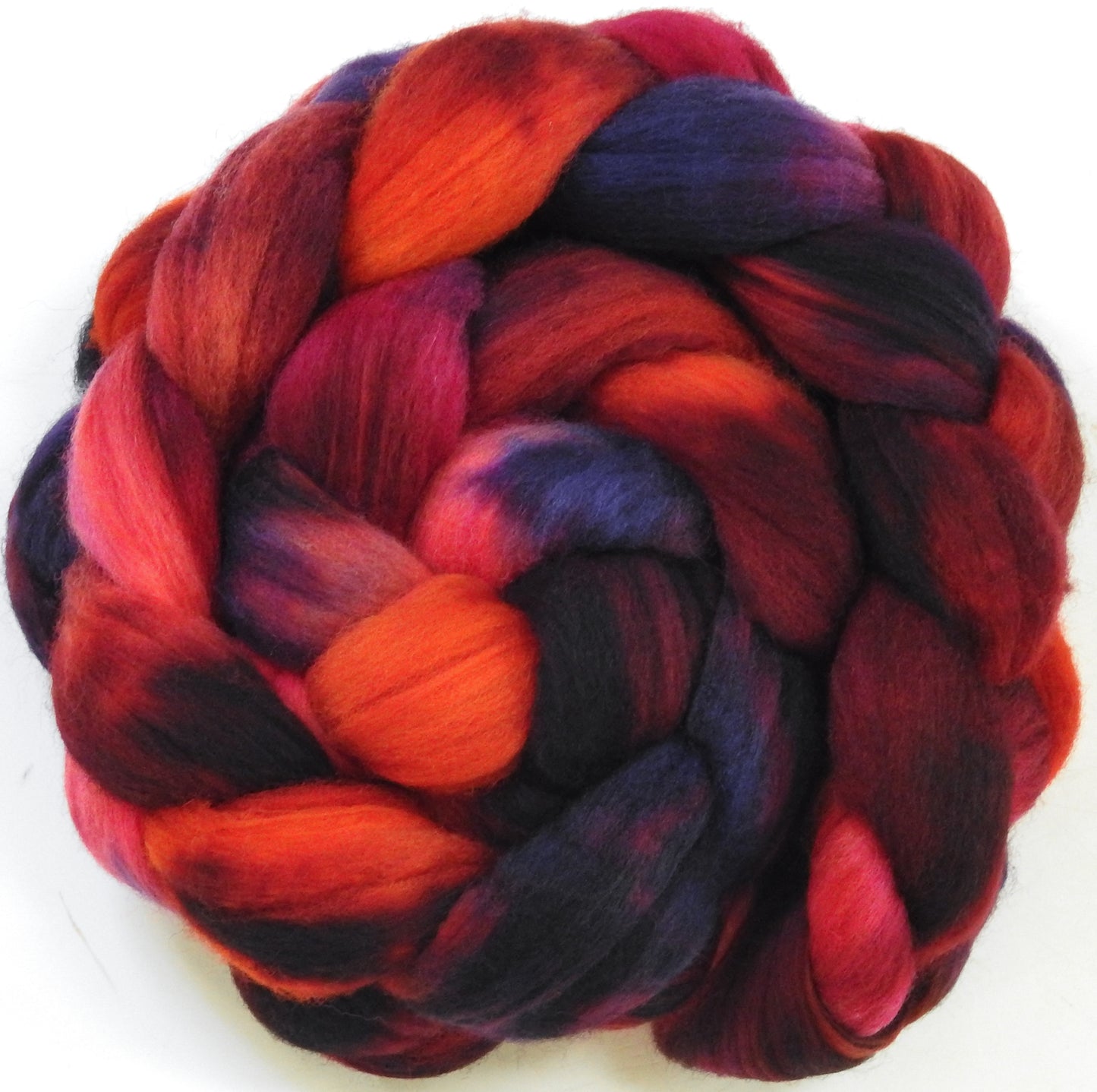 Cranberry Sauce-(5.4 oz.) Batt in a Braid #60- Southdown/ Bfl/ Bio-nylon (50/25/25)