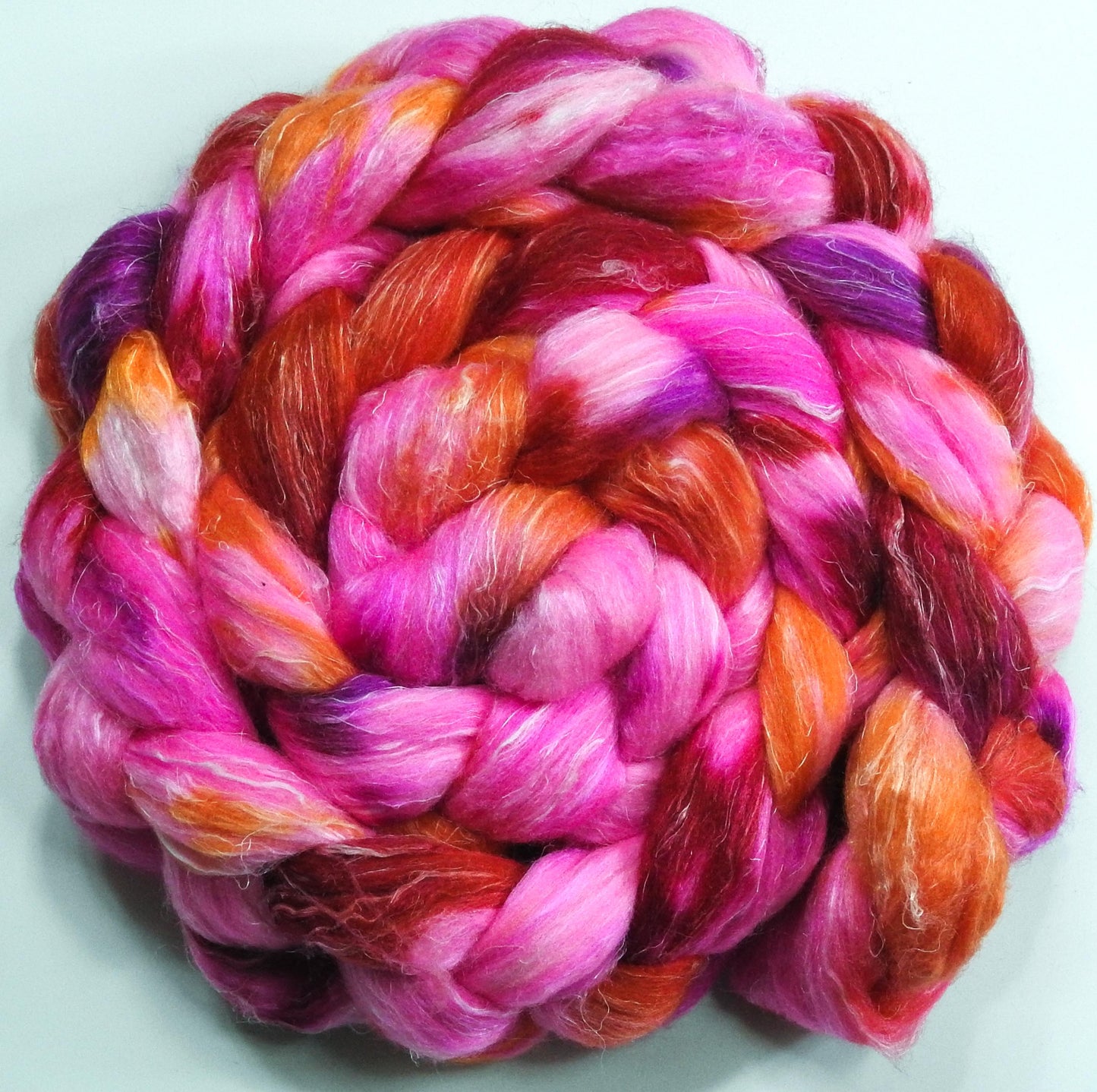 Heatwave (5.9 oz.) -Glazed Solid- Batt in a Braid #29 -Rambouillet / Tussah / Flax (40/40/20)